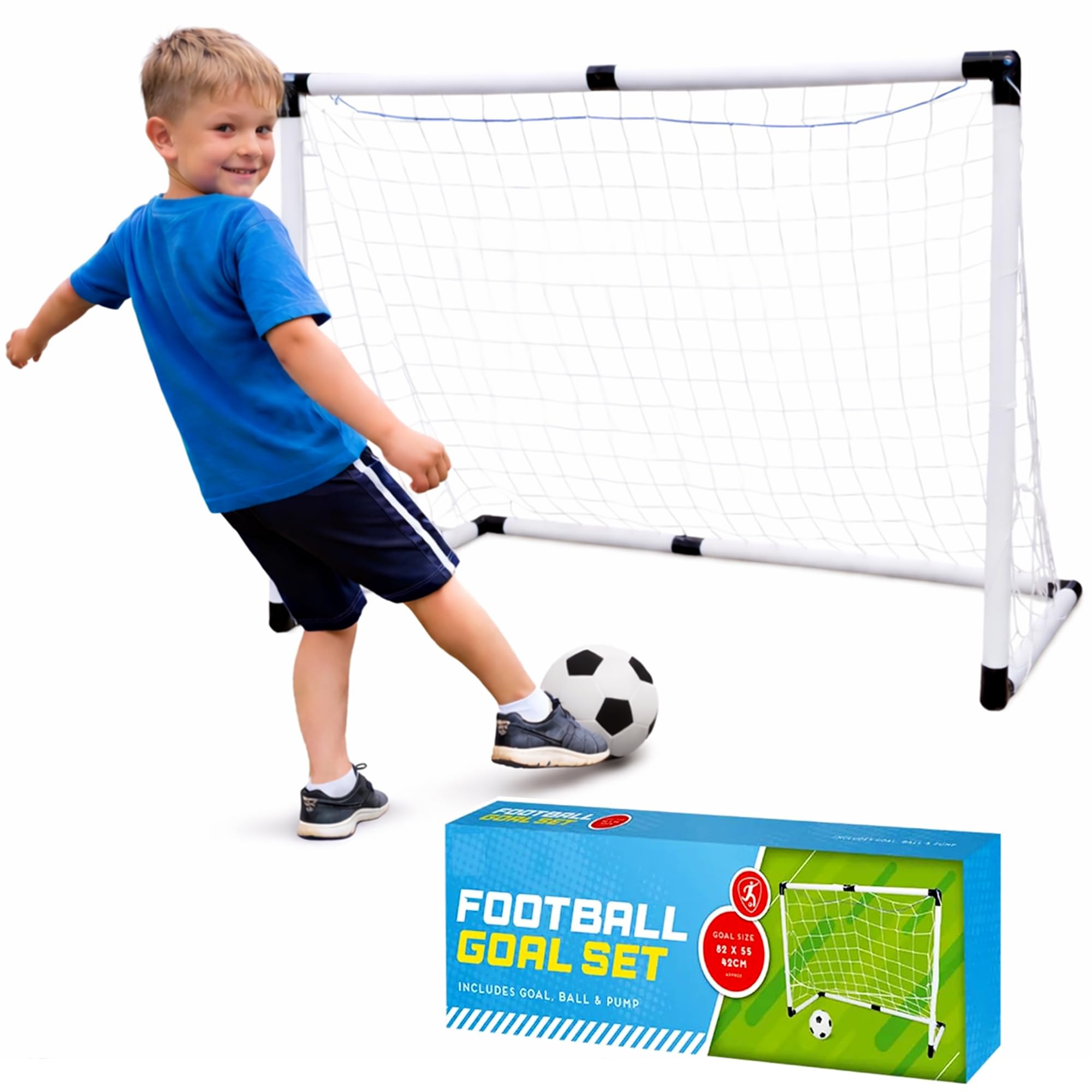 Lizzy Kids Football Goal Set including Ball & Pump, White