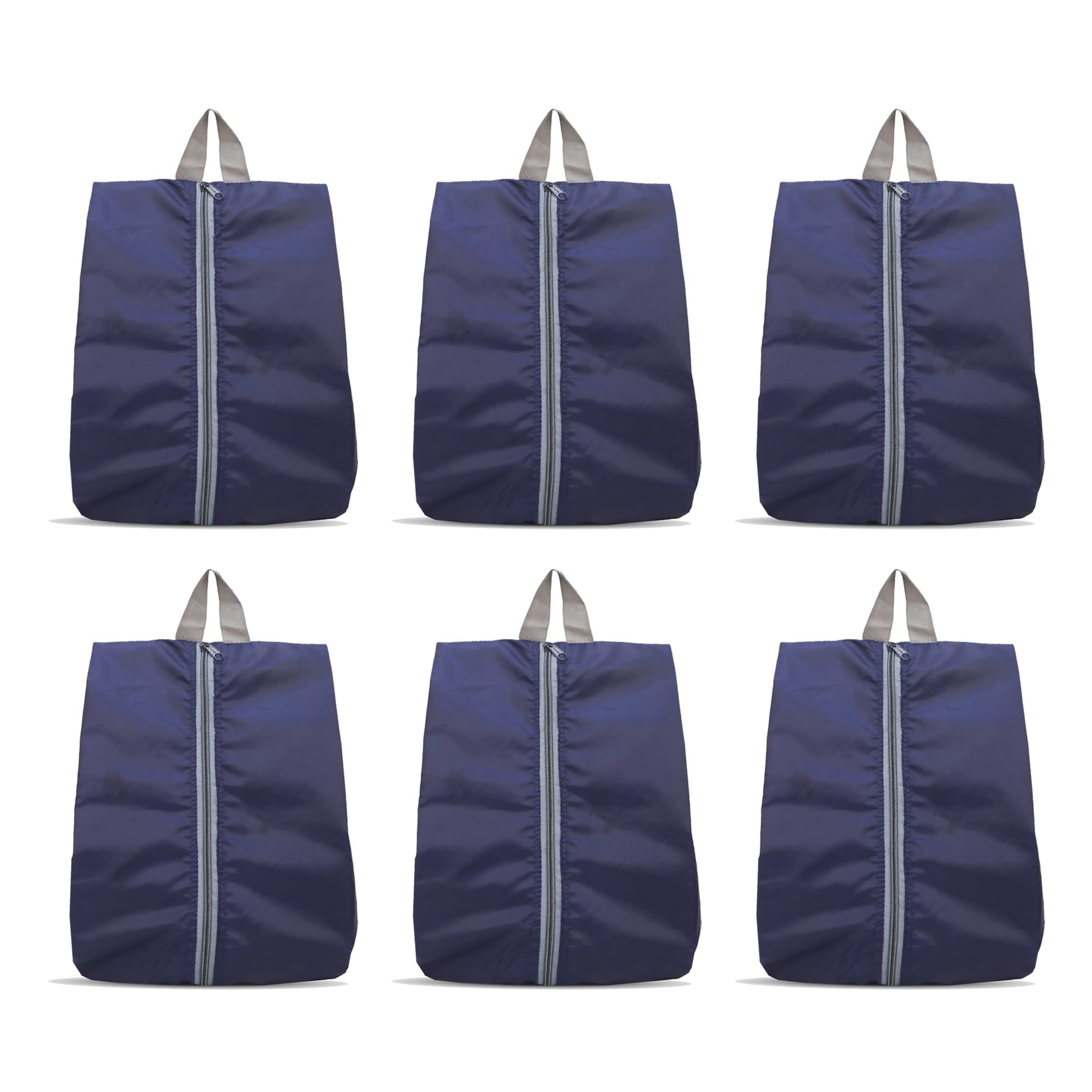 Shoe Storage Organizer Bags Set, Water-Resistant Nylon Fabric with Sturdy Zipper for Traveling (6 Pack) (Navy Blue- 6Pcs)