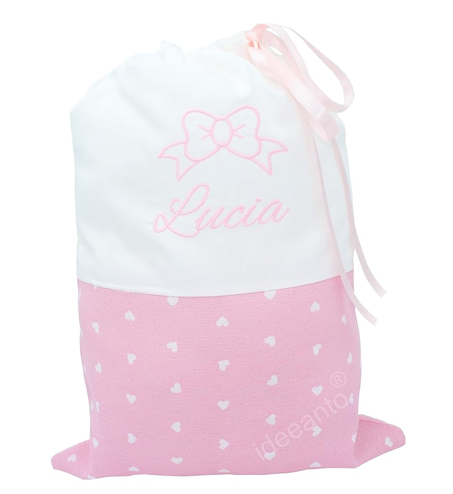 Sacca Asilo Con Nome Zaino Porta Corredino Per Neonato In Cotone