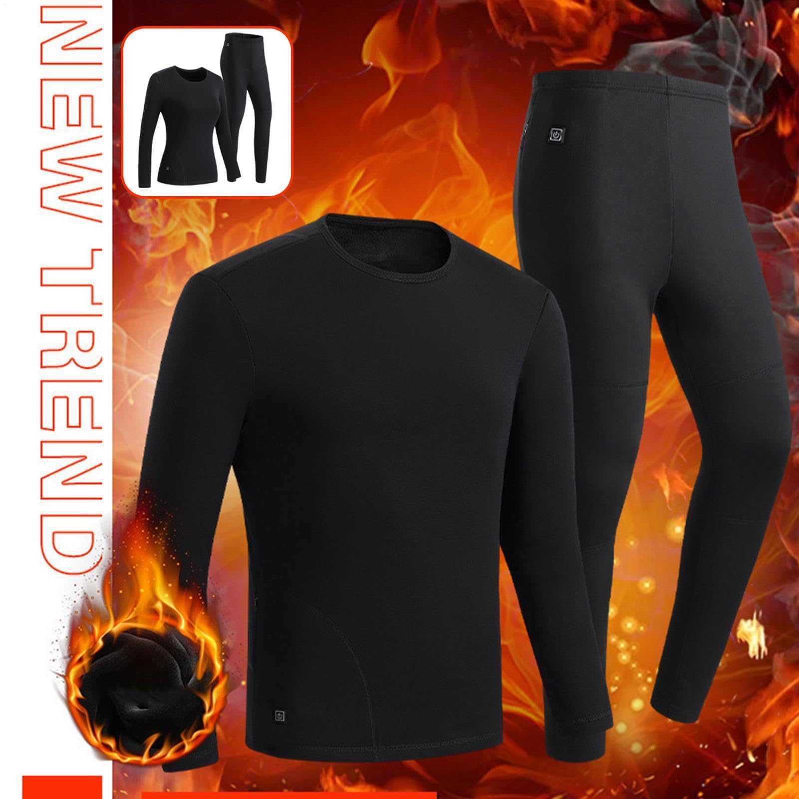 Traje de ropa interior térmica térmica,Trajes de capa base con calefacción | de temperatura de 3 configuraciones de forro polar eléctrico - Juego de termos Top & Long Johns para clima frío al aire libre