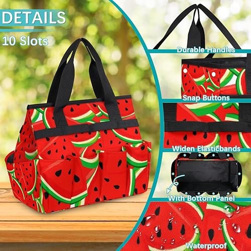 Miniatura 5 de Creative Watermelon Pattern Garden Tool Tote Bag for Women Men Gardening Tool Storage Bags with 10 Pockets Standable Garden Home Tool Kits Organizer