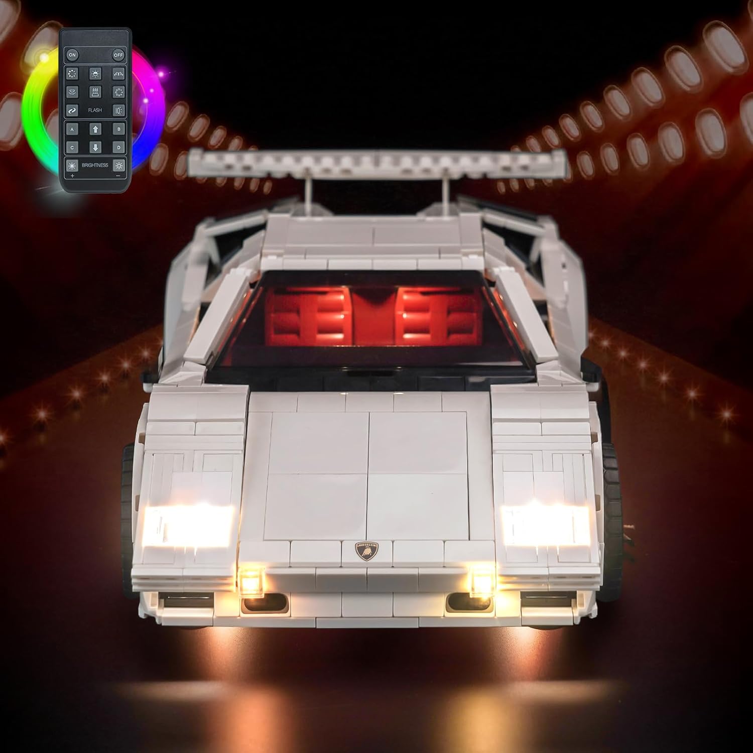 BrickBling LED Light Compatible with Lego Lamborghini Countach 5000 Quattrovalvole, Creative Lighting Compatible with Lego 10337 (No Model) (RC Version Light)