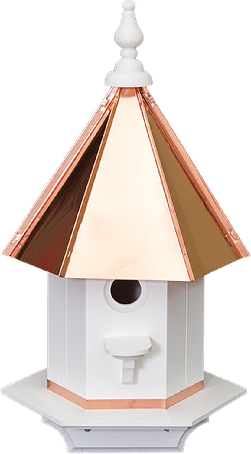 Amish Single Hole 24 Vinyl Birdhouse with Copper Roof