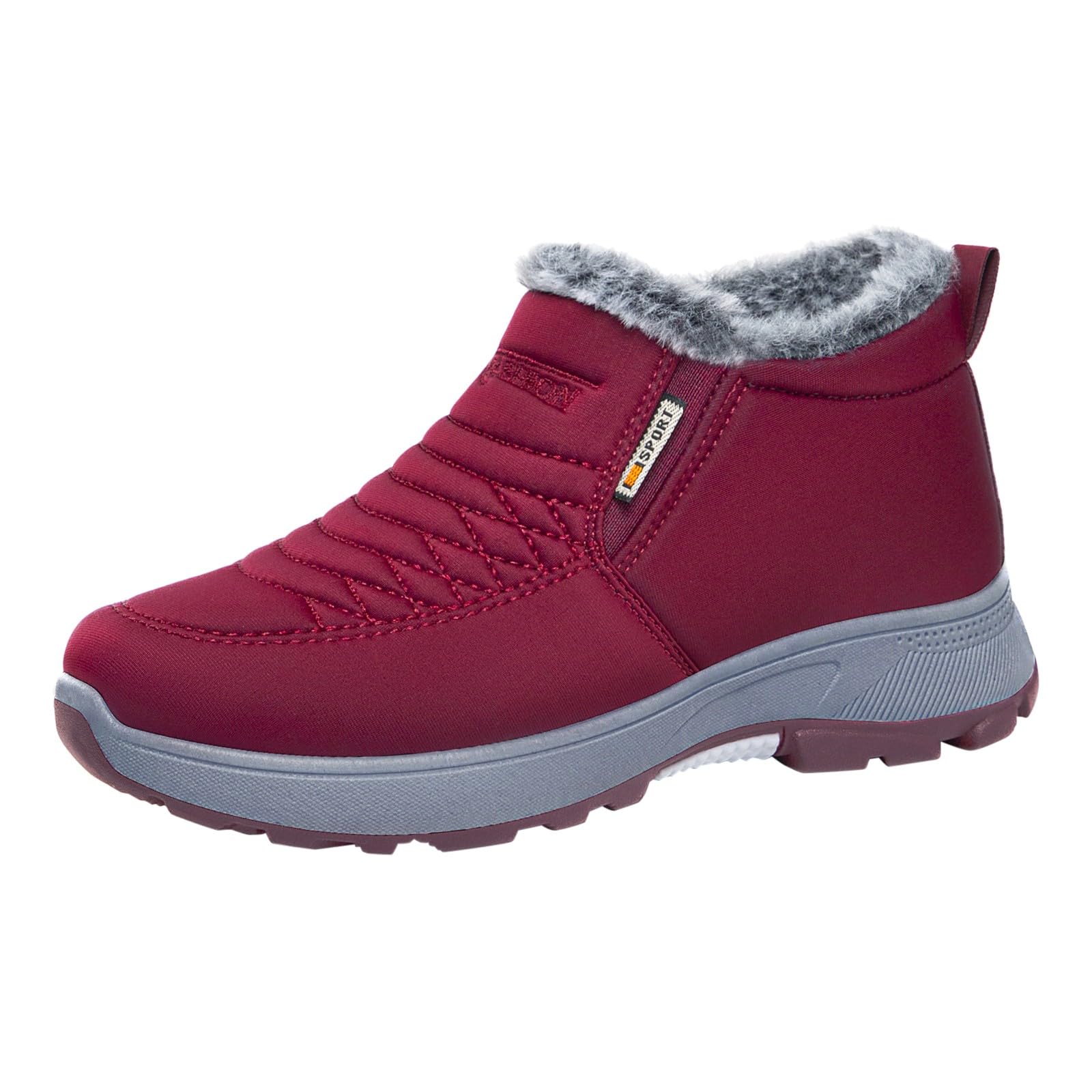 Women's Cozy Winter Waterproof Anti-Slip Orthopedic Boots Anti-Slip Cold-Resistant Shoes Plush Lightweight Footwear Thicken Fleece Shoes Memory Foam Comfortable Footwear for Middle and Elderly Red