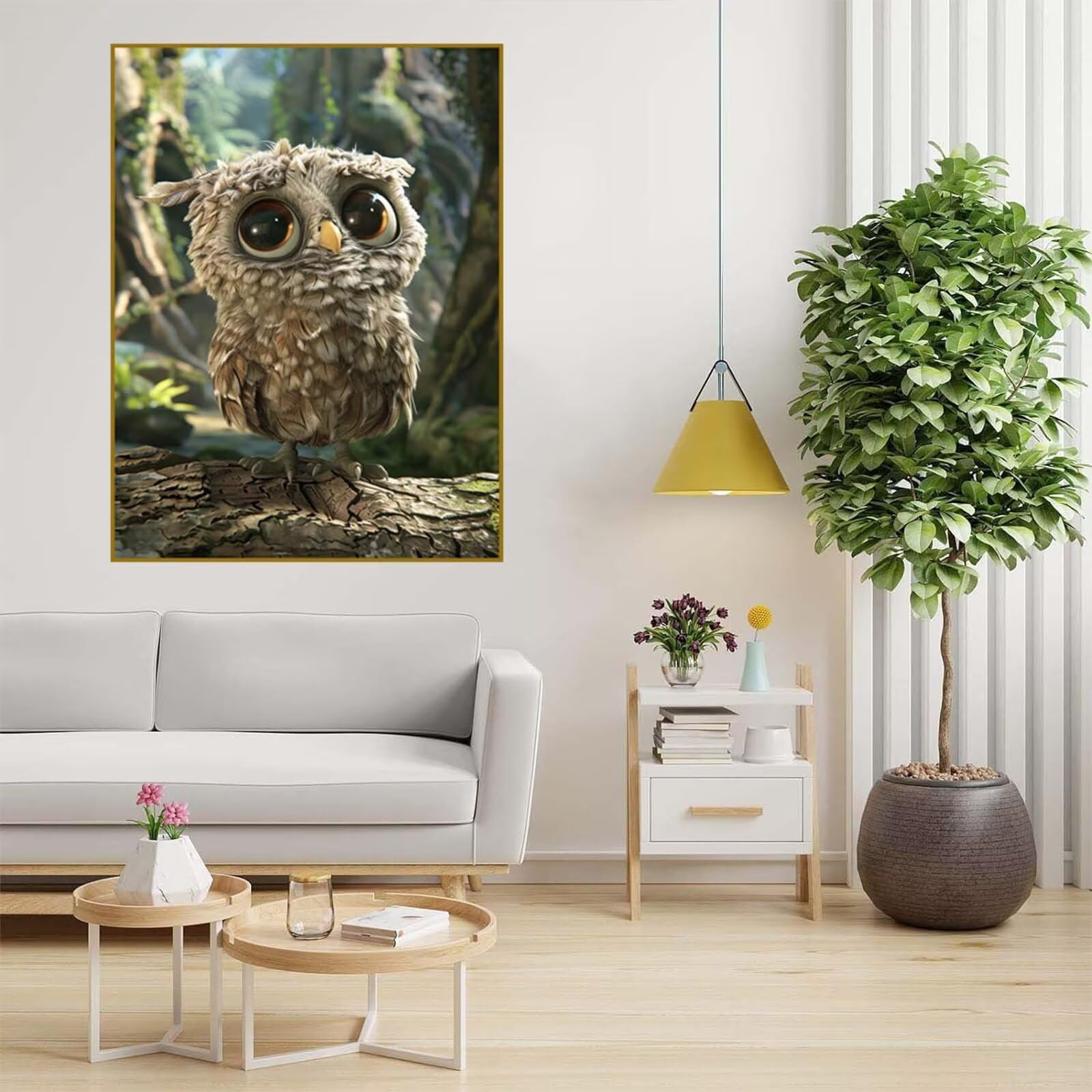 Diamond Painting Tier Malen Nach Zahlen Erwachsene, 5D Diamant Painting Bilder Eule Diamond-painting Mosaikherstellung Bastelset Kinder ab 6 Jahre, Deko Wohnzimmer, Mädchen Geschenke 70x100cm 6X-933