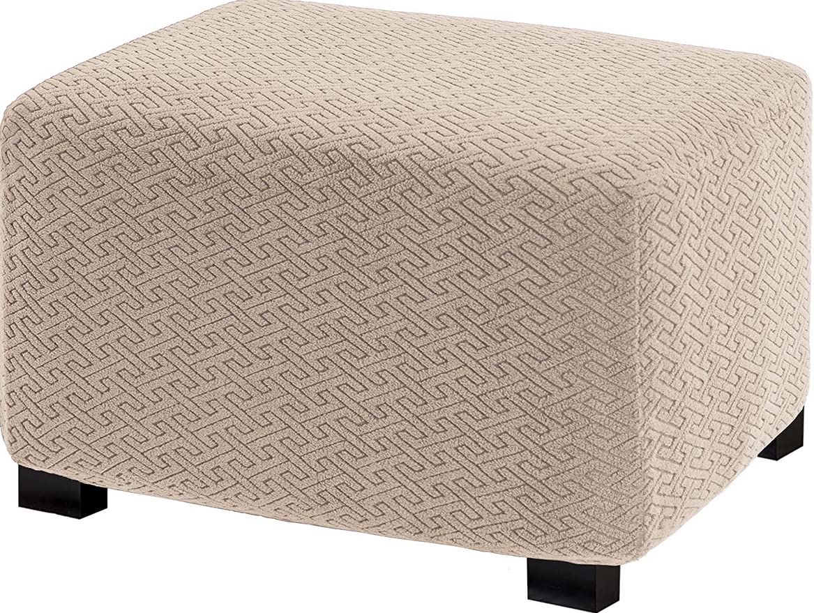 DEARTOWN Jacquard Ottoman Cover Stretch Folding Storage Stool Slipcover Furniture Protector Soft