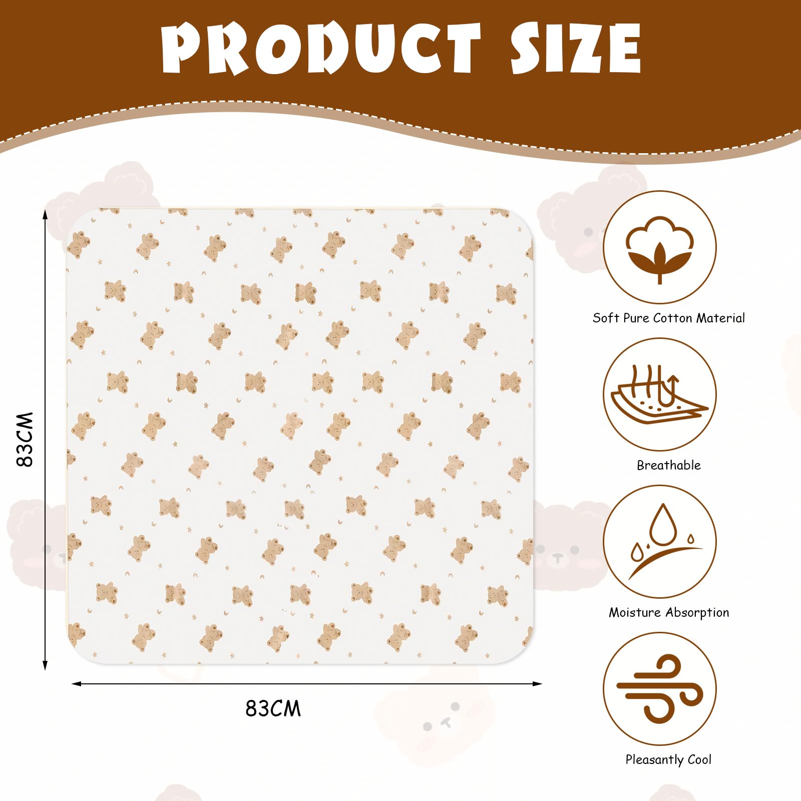Kighdel Baby Blanket for Newborn 85 * 85cm Cotton Baby Blankets Newborn Soft with Baby Bibs for Unisex Toddlers - Image 2