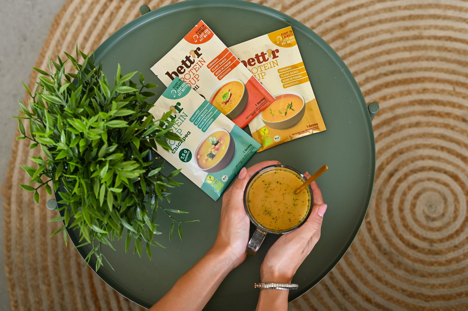 Bett’r BIO Sopa de Proteína con Lentejas Rojas 100% Orgánica Vegana sin Gluten 16 x 30 g