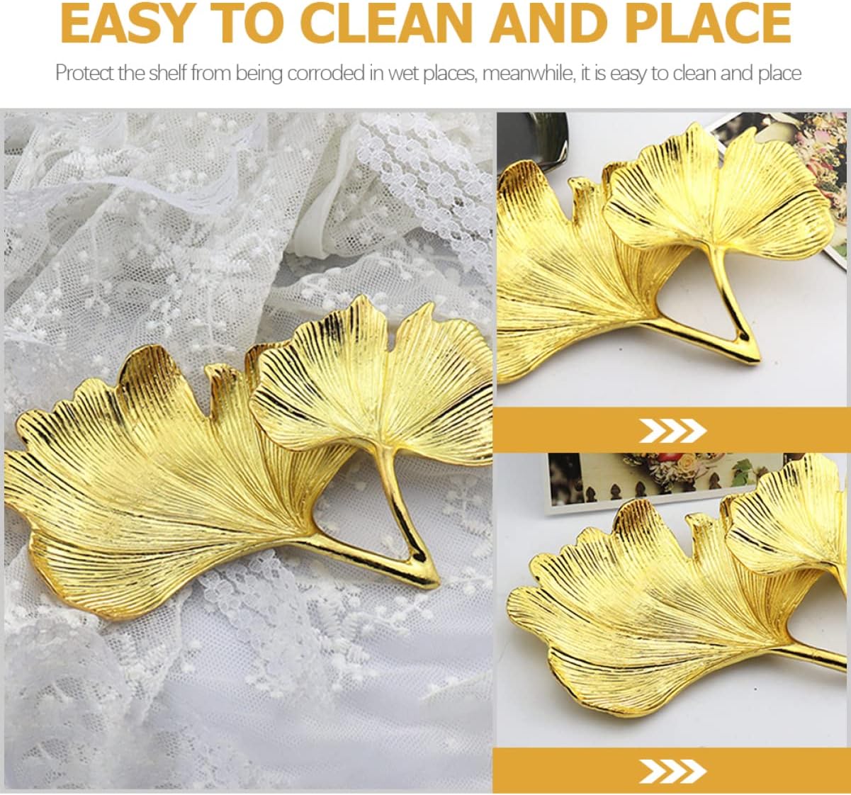 LIFKOME Ginkgo Leaf Decorative Jewelry Organizer Tray Elegant Trinket Dish for Rings Earrings Accessories Storage for Home Office Decor