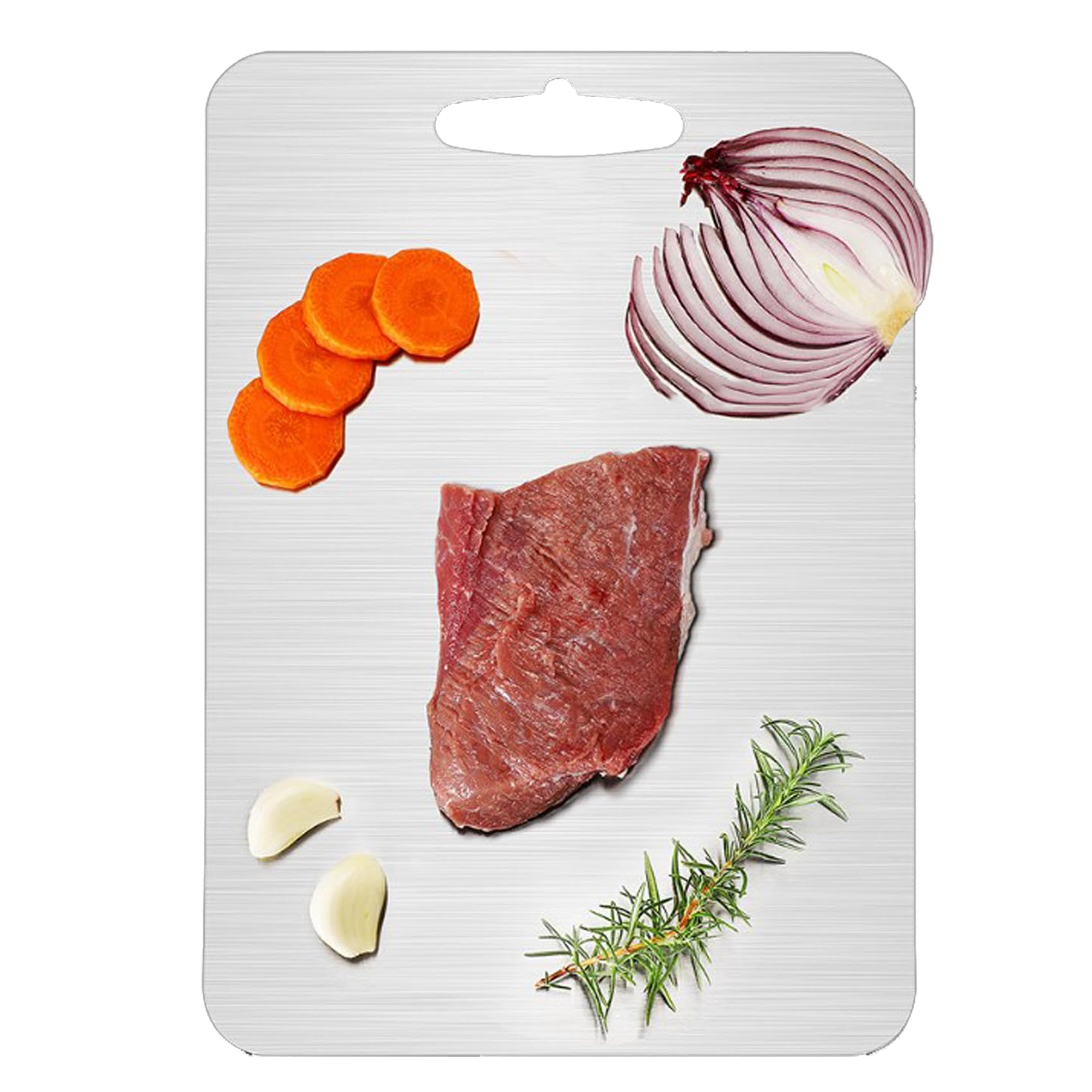 Titanium Cutting Board, 1.7CM Thickness Upgrade, 304 Stainless Steel Food Grade Cutting Boards, Countertop Non Slip, With Grip Handle (14.17 * 9.84 IN)