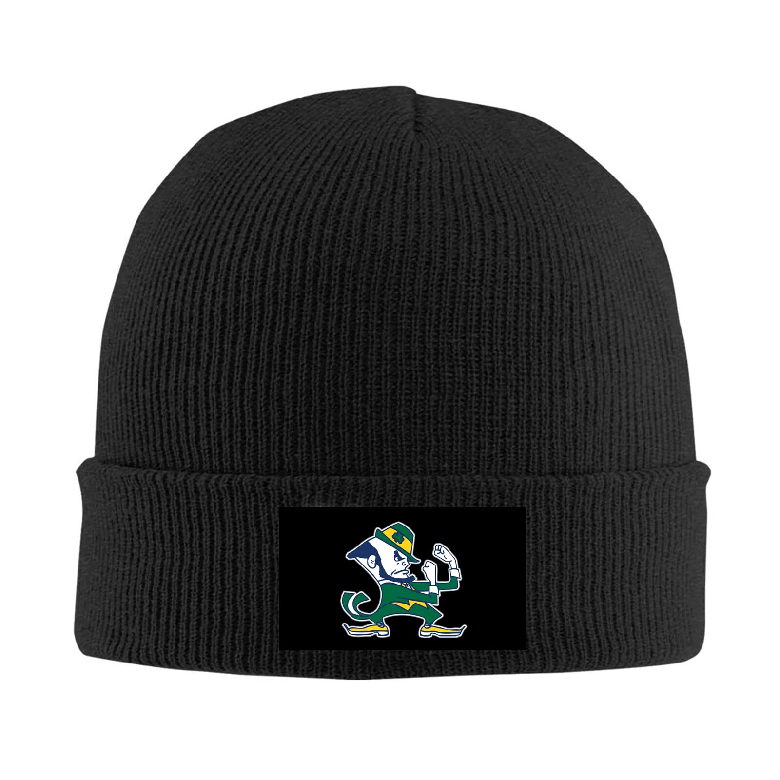 kenwozi Fadah University of Notre Dame Fighting Irish Custom Unisex 3D Winter Warm Knit Beanie Hip Hop Cap Black