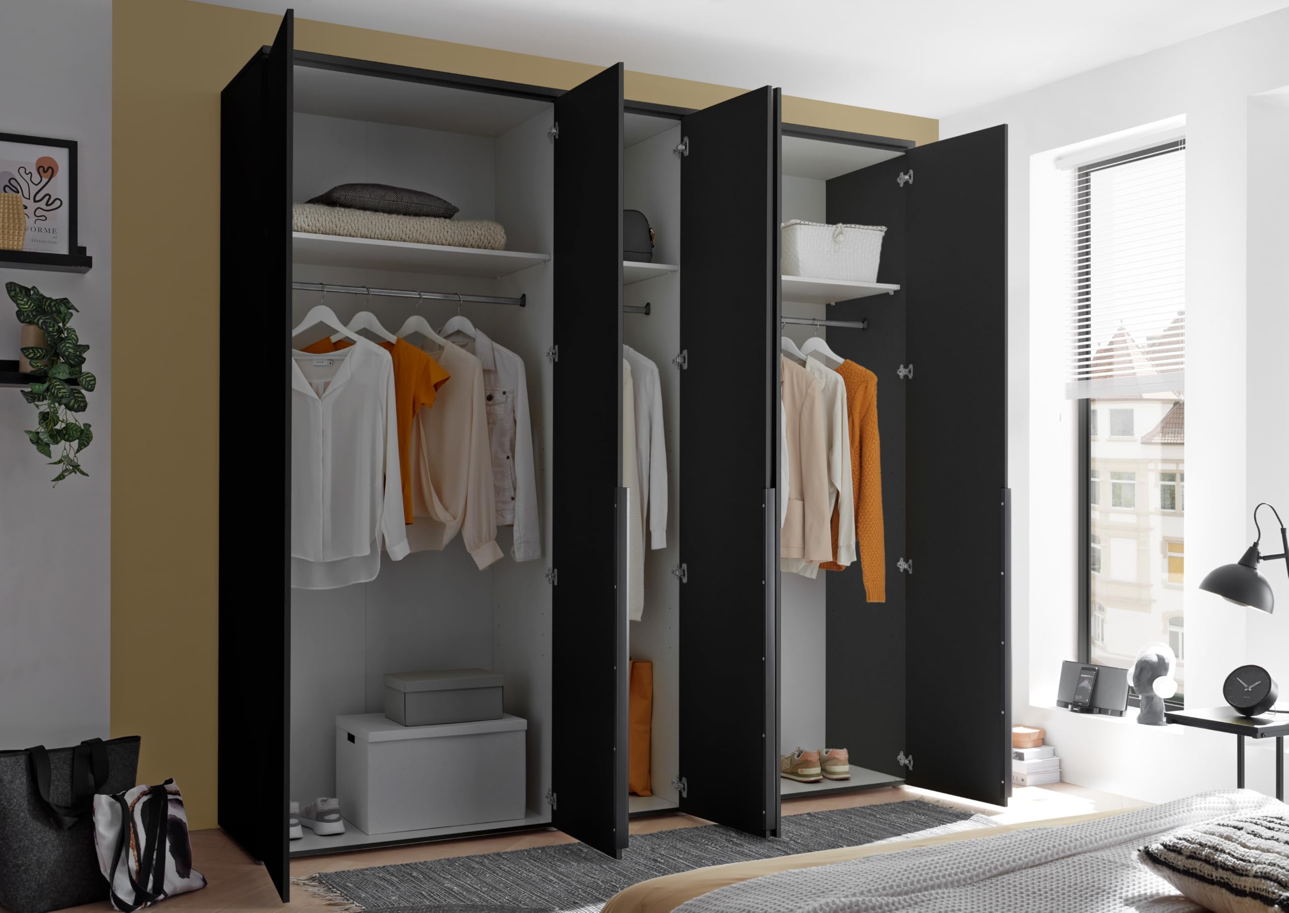 AVANTI TRENDSTORE - Civiasco - Armadio con 5 ante a battente di colore antracite Dimensioni ca. LAP 225x225x52cm
