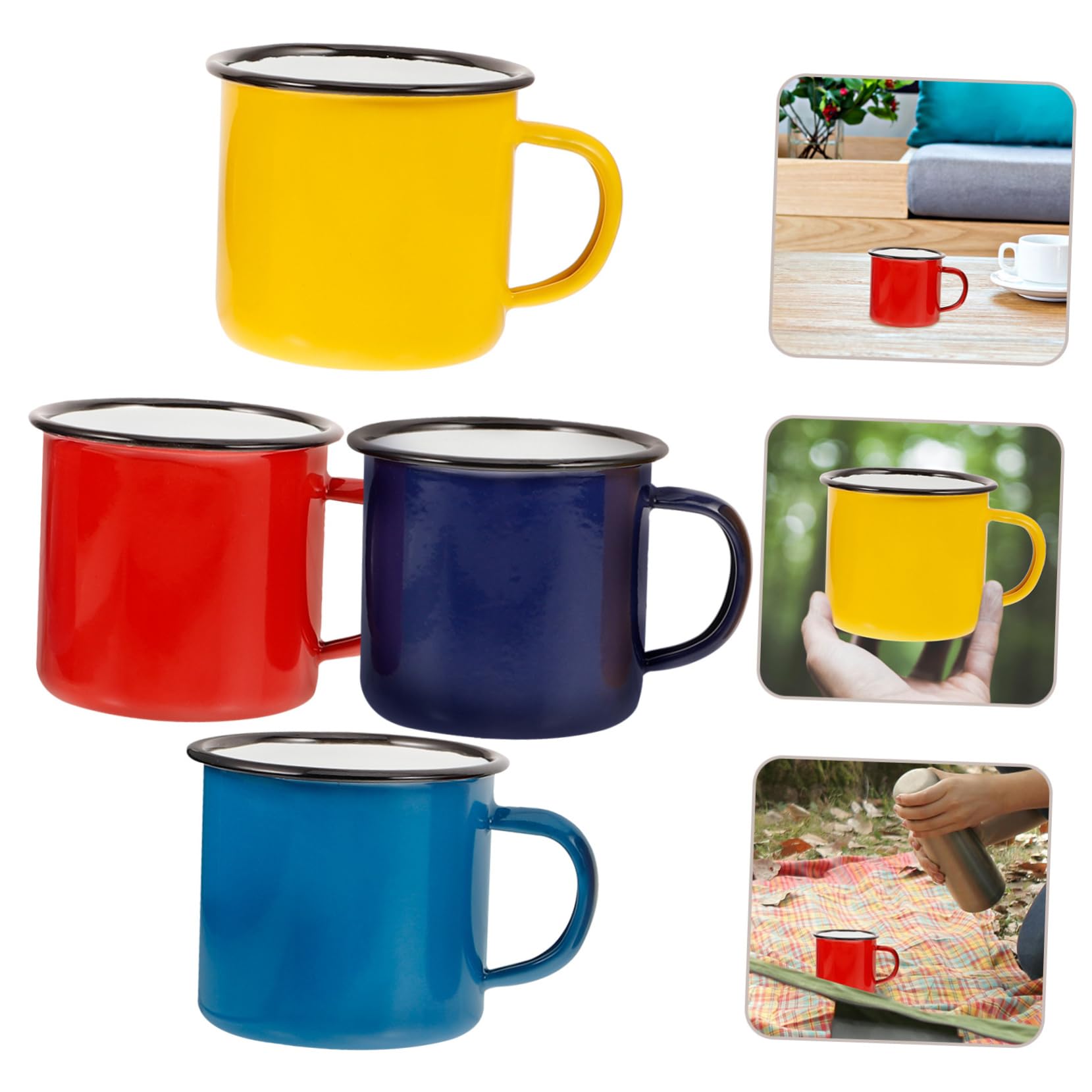 TOYANDONA 4stücke Emaillebecher Retro Campingbecher Wassergläser Kaffeetassen für Outdoor und Haushalt