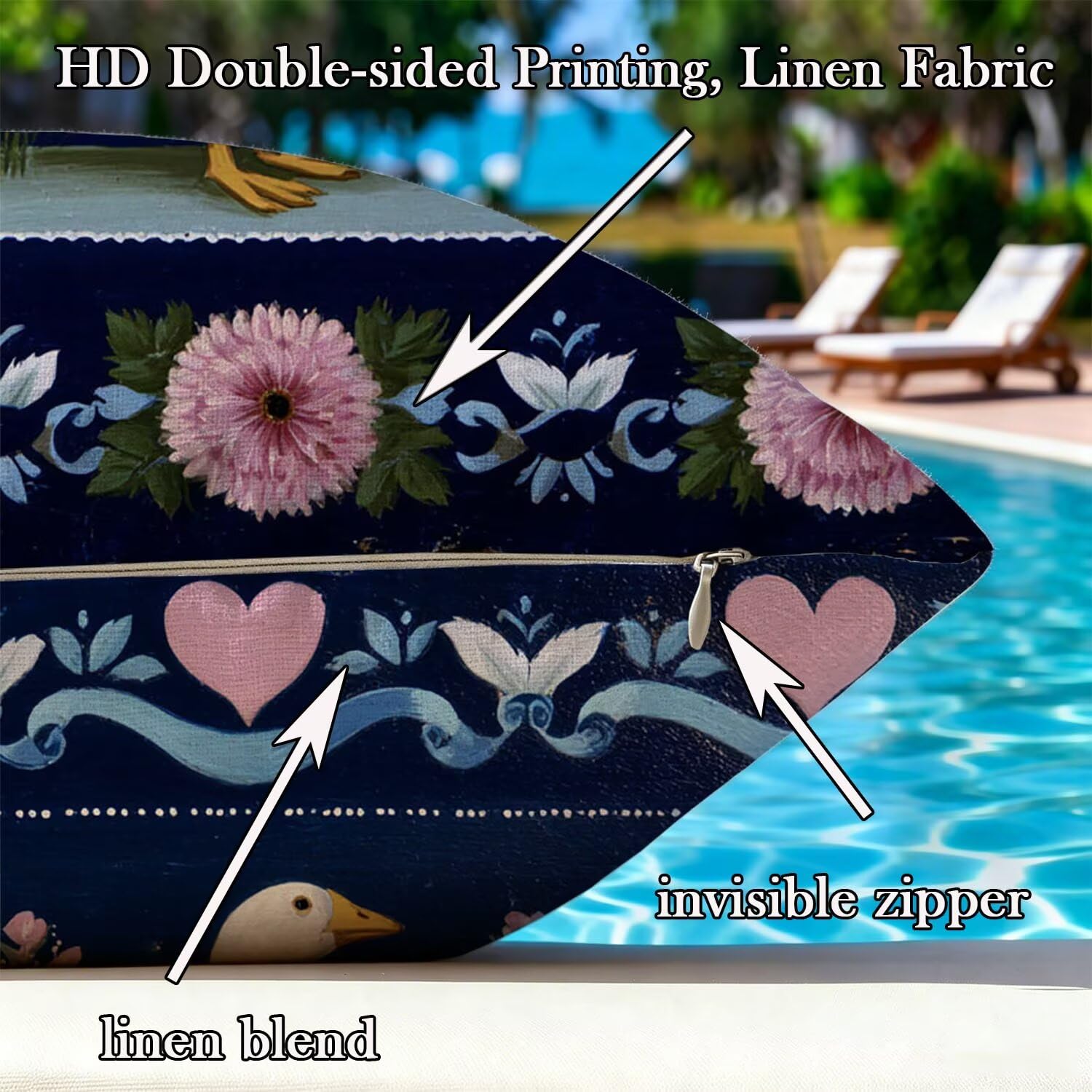 Kissenbezug 65x65cm Outdoor Kissen 2er Set Marineblau Gans Samt Dekokissen