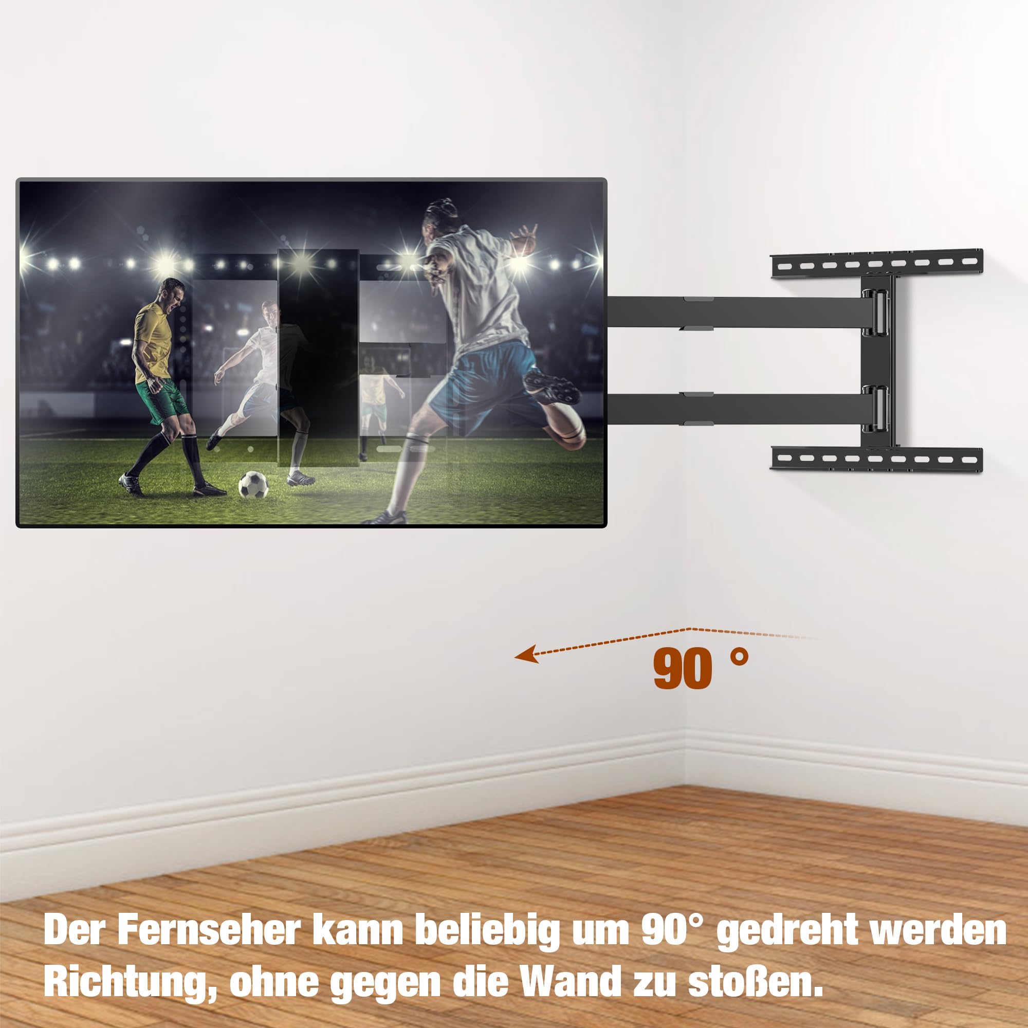 1200mm Wandabstand, Tv Wandhalterung, Langer Schwenkarm, Neigen, Schwenken, Rotieren, Ausziehen, 32-80 Zoll LCD/LED/OLED Fernseher 50 kg Tragkraft VESA 600x400mm Tv-Halterung | Rotieren, Ausziehen, 32-80 Zoll LCD/LED/OLED Fernseher 50 kg Tragkraft VESA 60