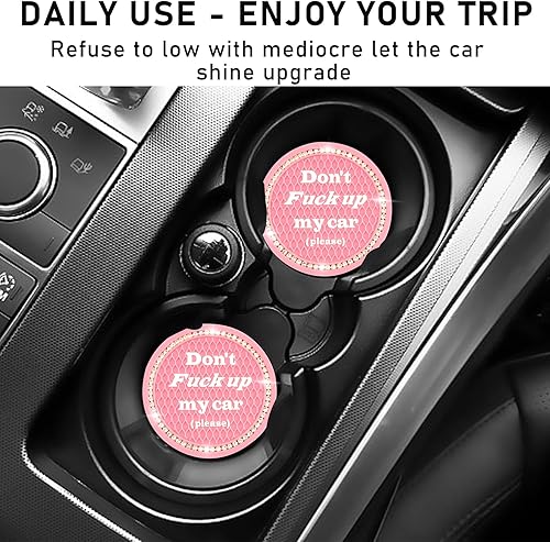 Miniatura 4 de Kewucn Paquete de 2 posavasos brillantes para automóvil, 2.79 pulgadas, antideslizantes, de goma suave, con diamantes de imitación, almohadilla para