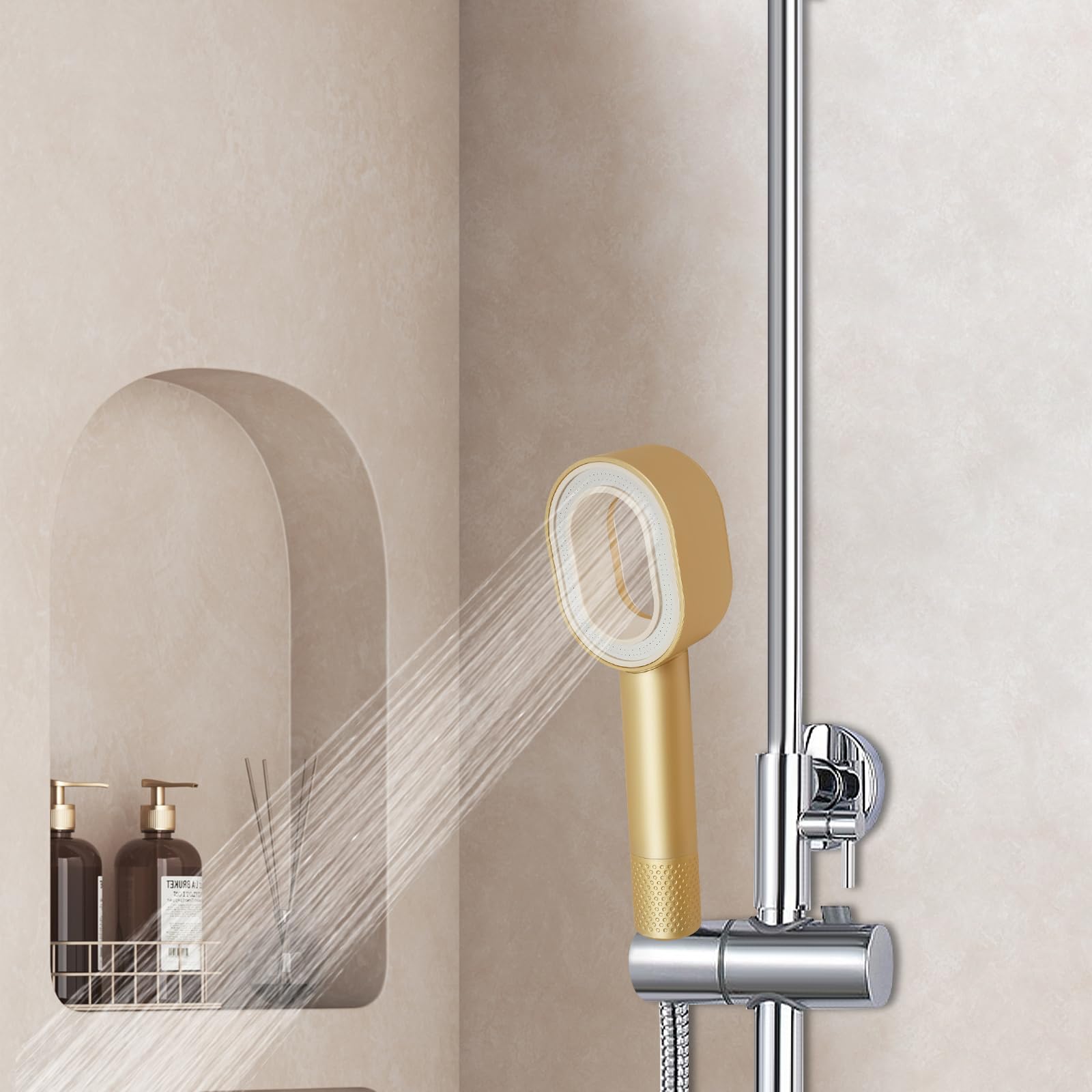 Pommeau de douche 3 en 1 avec tête de brosse, éponge et filtre