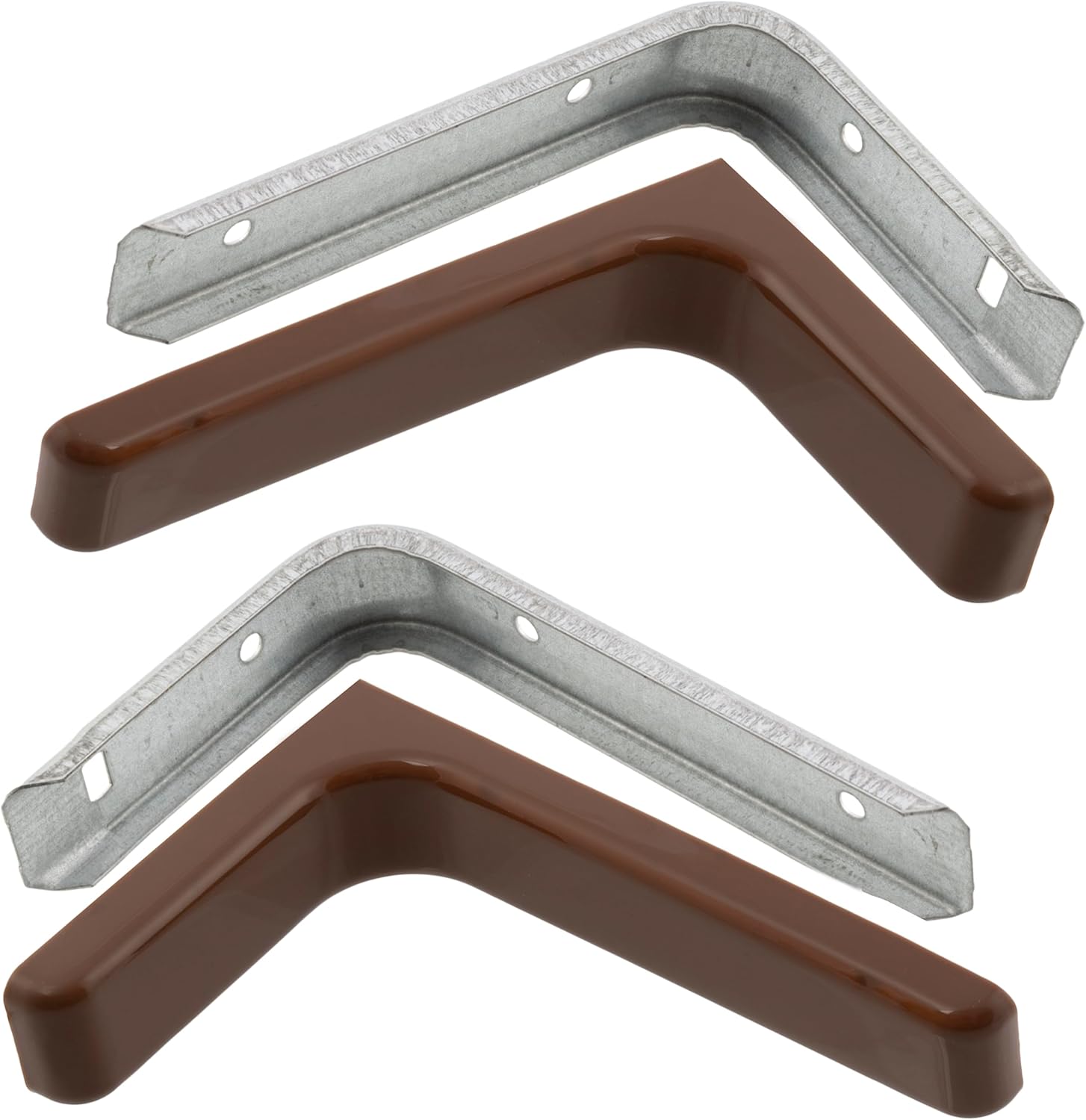 AERZETIX - C41755 – Set of 2 brackets for shelf brackets with right angle 110 x 75 x 22 mm with plastic cover 118 x 77 x 25 mm for wall mounting – made of steel – brown