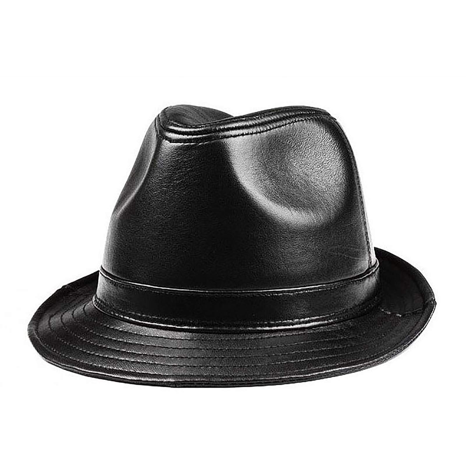 Sombreros de invierno, cuero de los hombres Jazz Cap Sheeepskin Fedoras Hat Big Brim Sombrero otoño e invierno