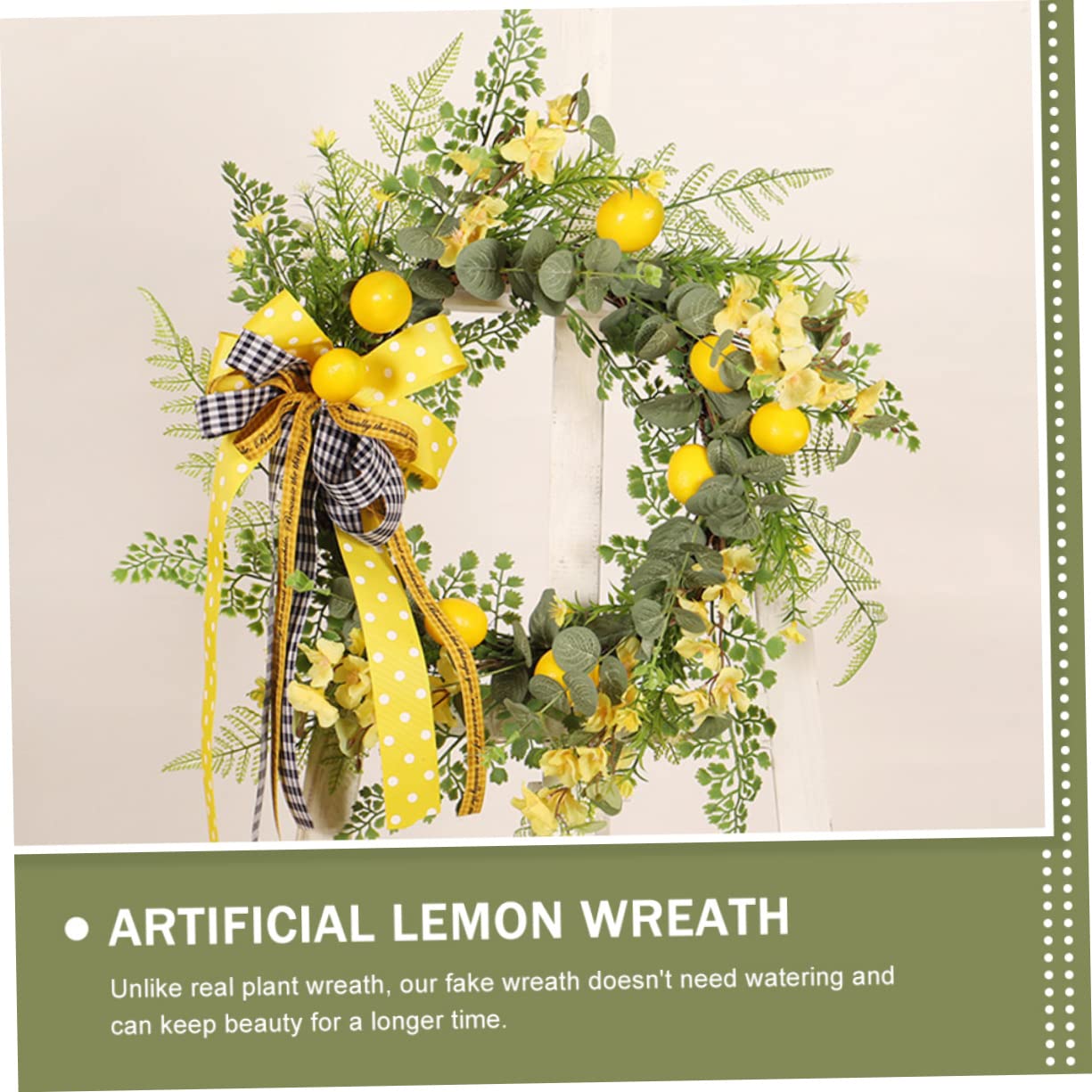 Ghirlanda Estiva ad Anello Fiori di Seta Realistici | Limoni Finti per Decorazioni, Ghirlande Fuoriporta per Accogliere Ospiti, Atmosfera Estiva
