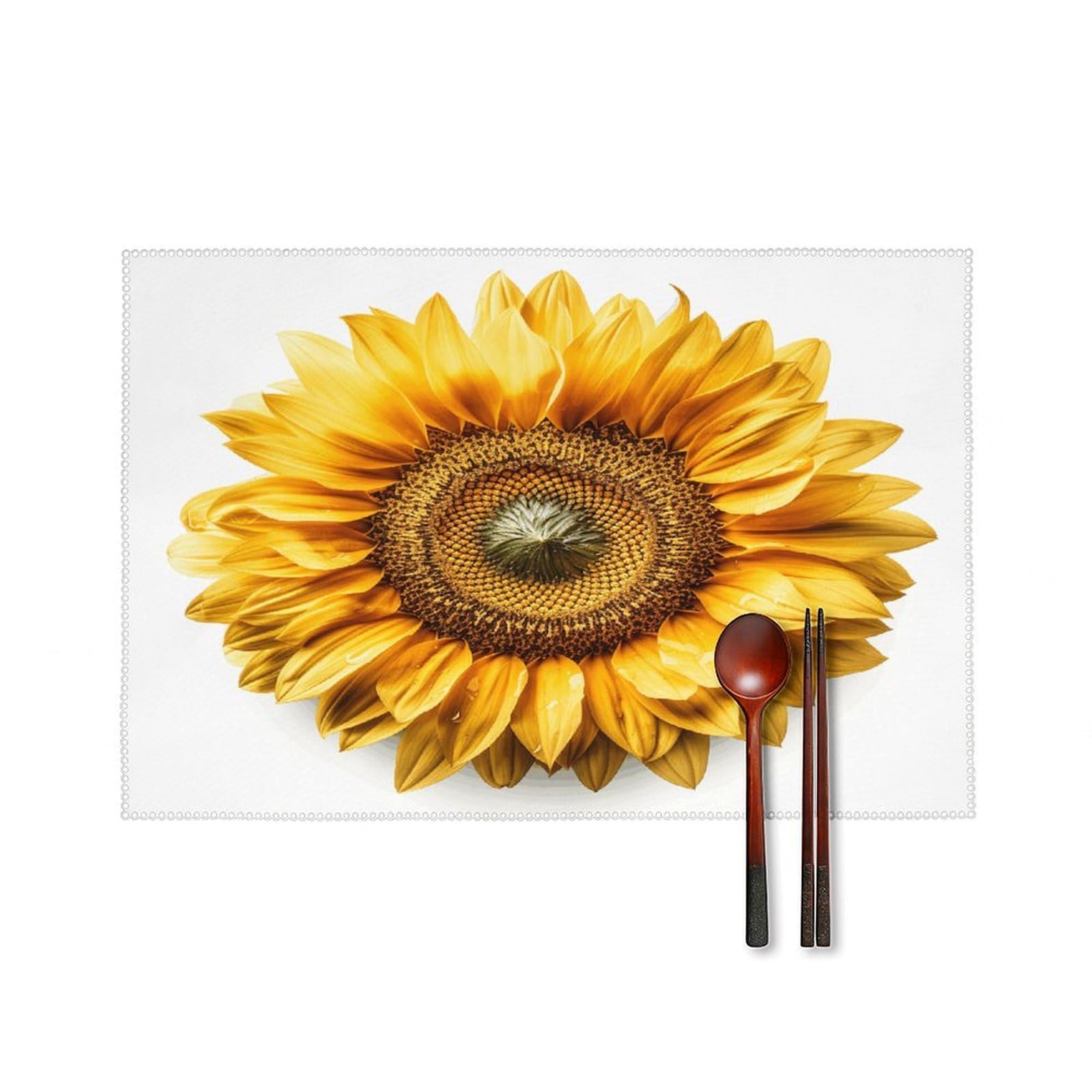 Btcowzrv Style A Flower Canvas Placemats Set Of 6, Wipeable Washable Place Mats For Indoor & Outdoor, Table Mat Decor For Kitchen Dining Party