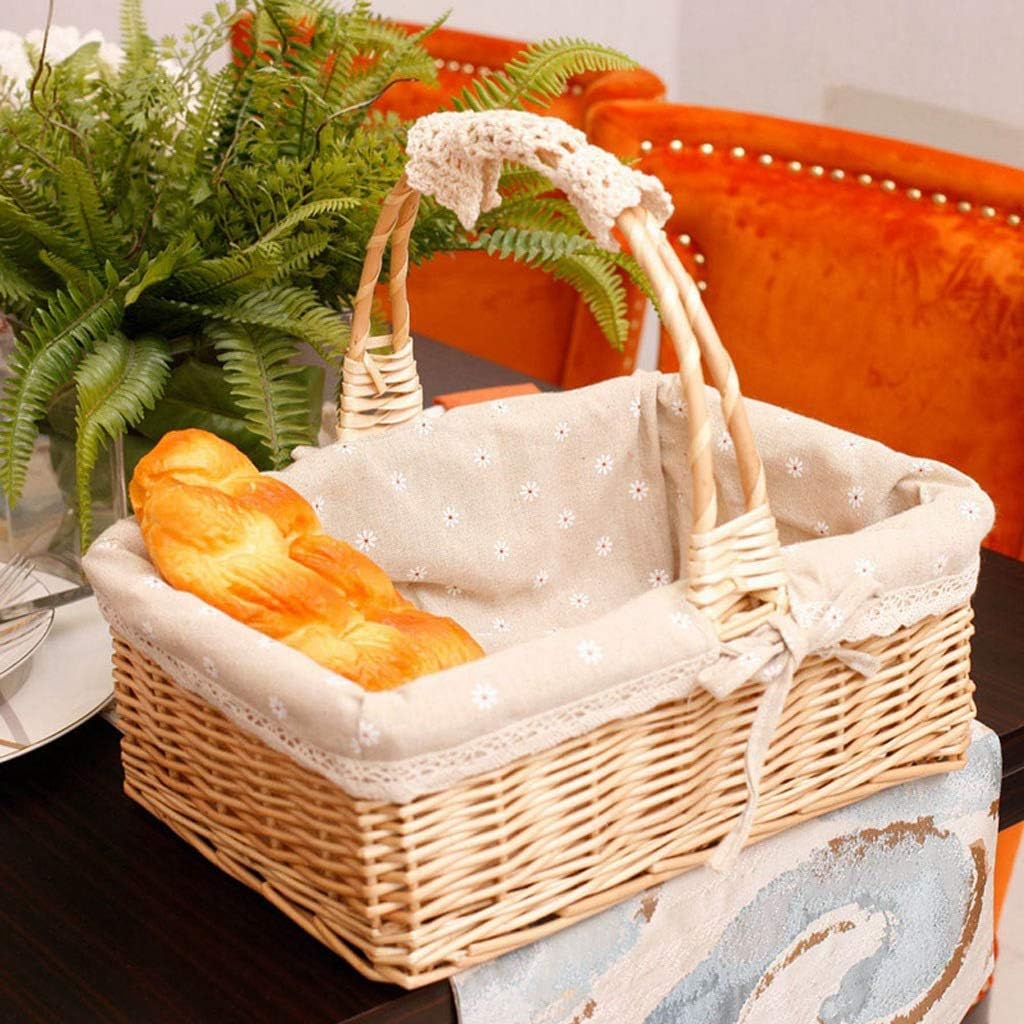 Handmade tural Willow Shopping Baskets Vintage Handbag Wicker Shopping Baskets Display Collection Gift Hamper Fabric Lining