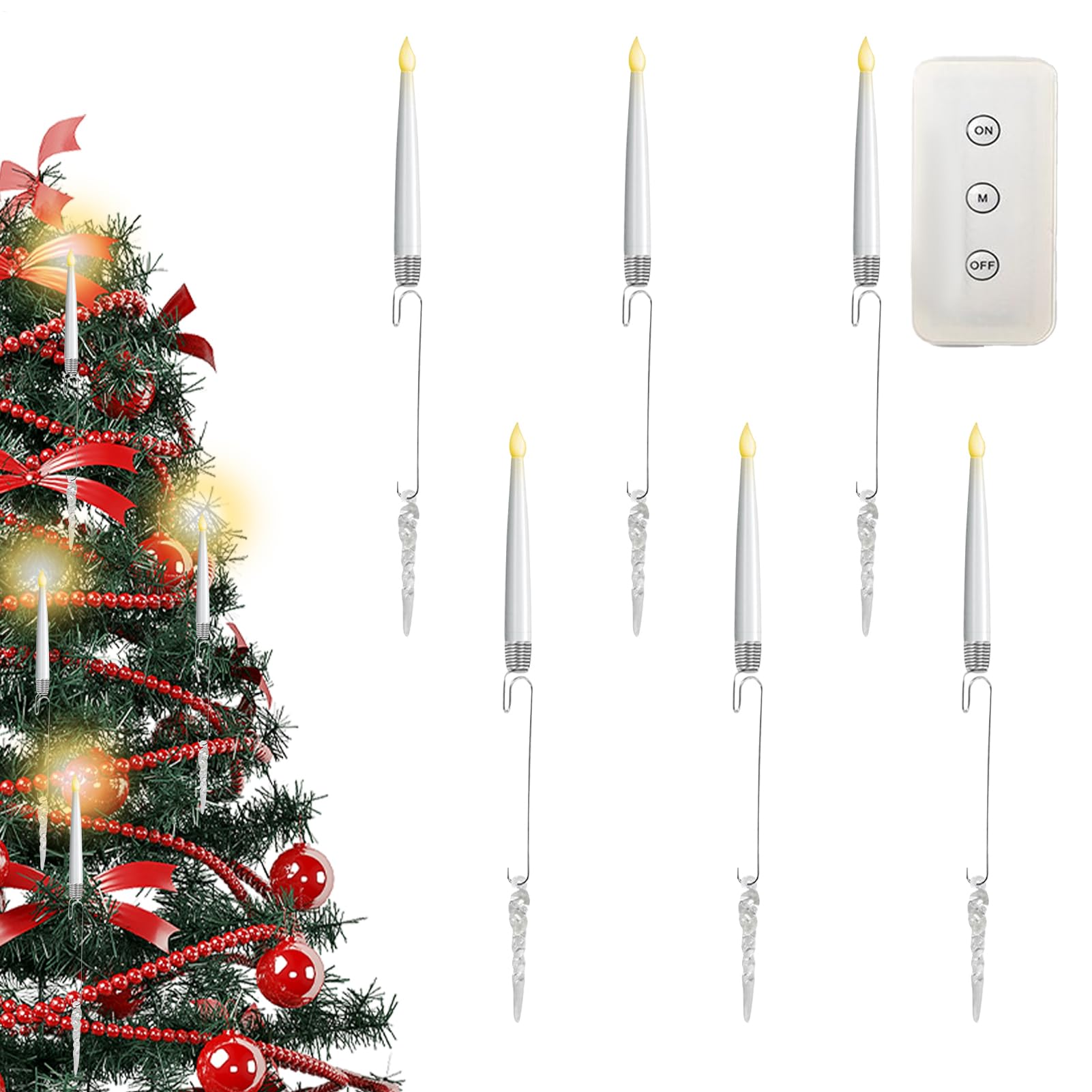 Vela LED parpadeante con mando para decoración navideña 8