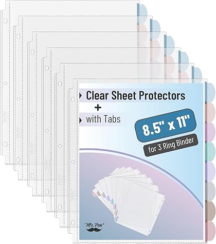 Miniatura 31 de Mr. Pen - Protectores de hojas transparentes con pestañas, 8 pestañas, 2 juegos, divisores de plástico transparente para carpeta de 3 anillas