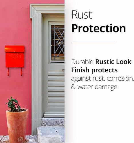 Miniatura 7 de NACH Buzón de correo rústico negro con soporte para periódicos, buzones de montaje en pared para exteriores, buzón europeo envejecido para