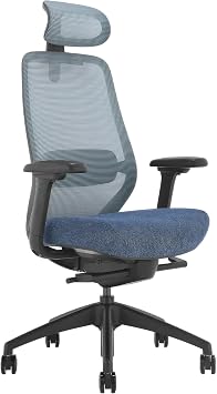 Desky Coilflex Ergonomic Office Chair Headrest Included - Blue, Headrest