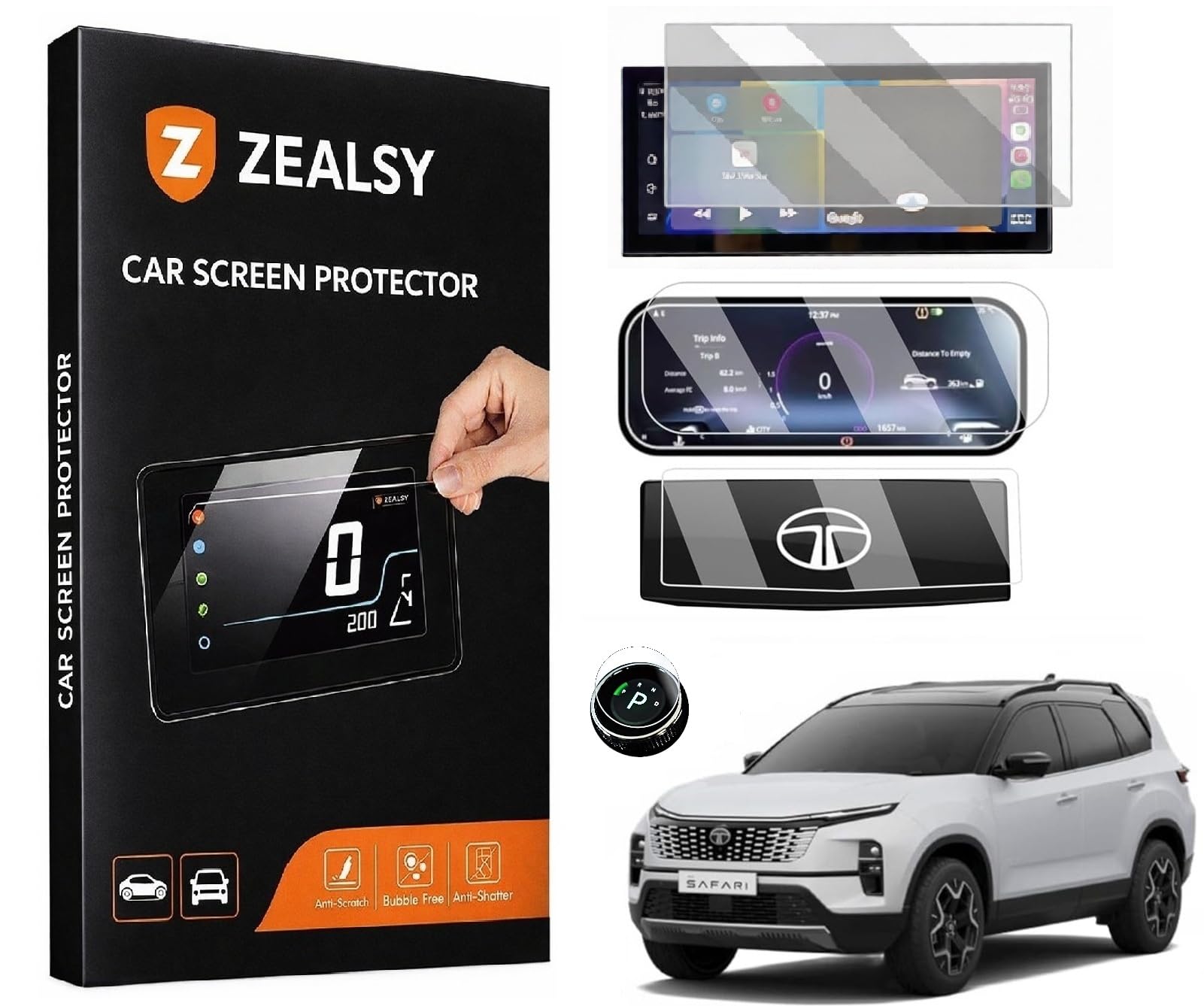 Screen Guard For TATA HARRIER 12 INCH INFOTAINMENT SYSTEM, STEERING WHEEL, INSTRUMENT CLUSTER AND MODE CHANGE KNOB Protector Accessories combo-image-46