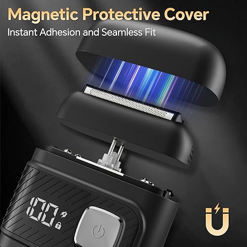 Miniatura 4 de Afeitadoras eléctricas de papel de aluminio para hombres Mini maquinilla de afeitar eléctrica para barbacara con 3 cuchillas flotantes y pantalla