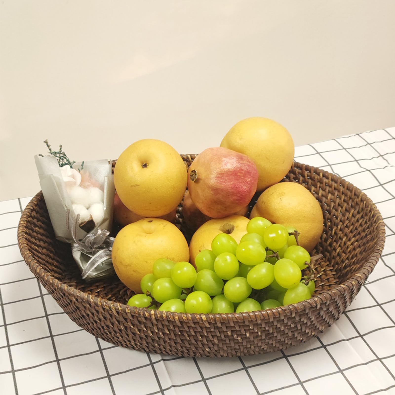 Ciotola Rotonda In Vimini Naturale Intrecciata A Mano - Portafrutta, Vassoio Per Pane O Contenitore Decorativo