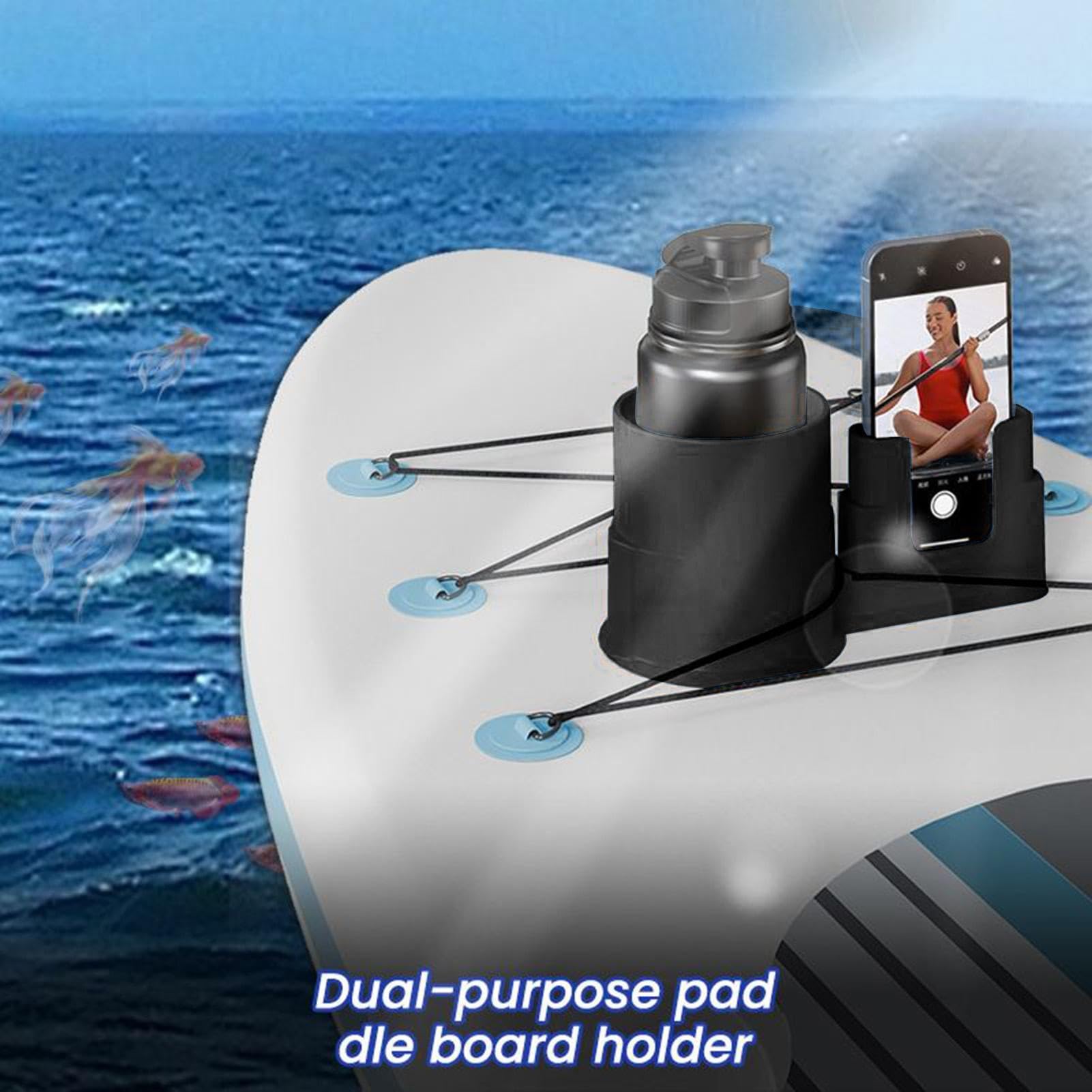 Portavasos para Tabla De Remo - Soporte para Teléfono con Taza para Tabla De Remo | Accesorios De Tablas De Paddle De Pie Antivuelco para Tablas De Surf, Yoga Al Aire Libre, Surf, Aventuras