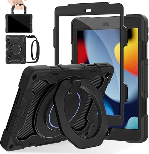 ROISKIN Funda para niños para iPad de 9, 8 y 7 generación de 10.2 pulgadas (2021 2020 2019) Protección contra caídas de 15 pies Correa de hombro