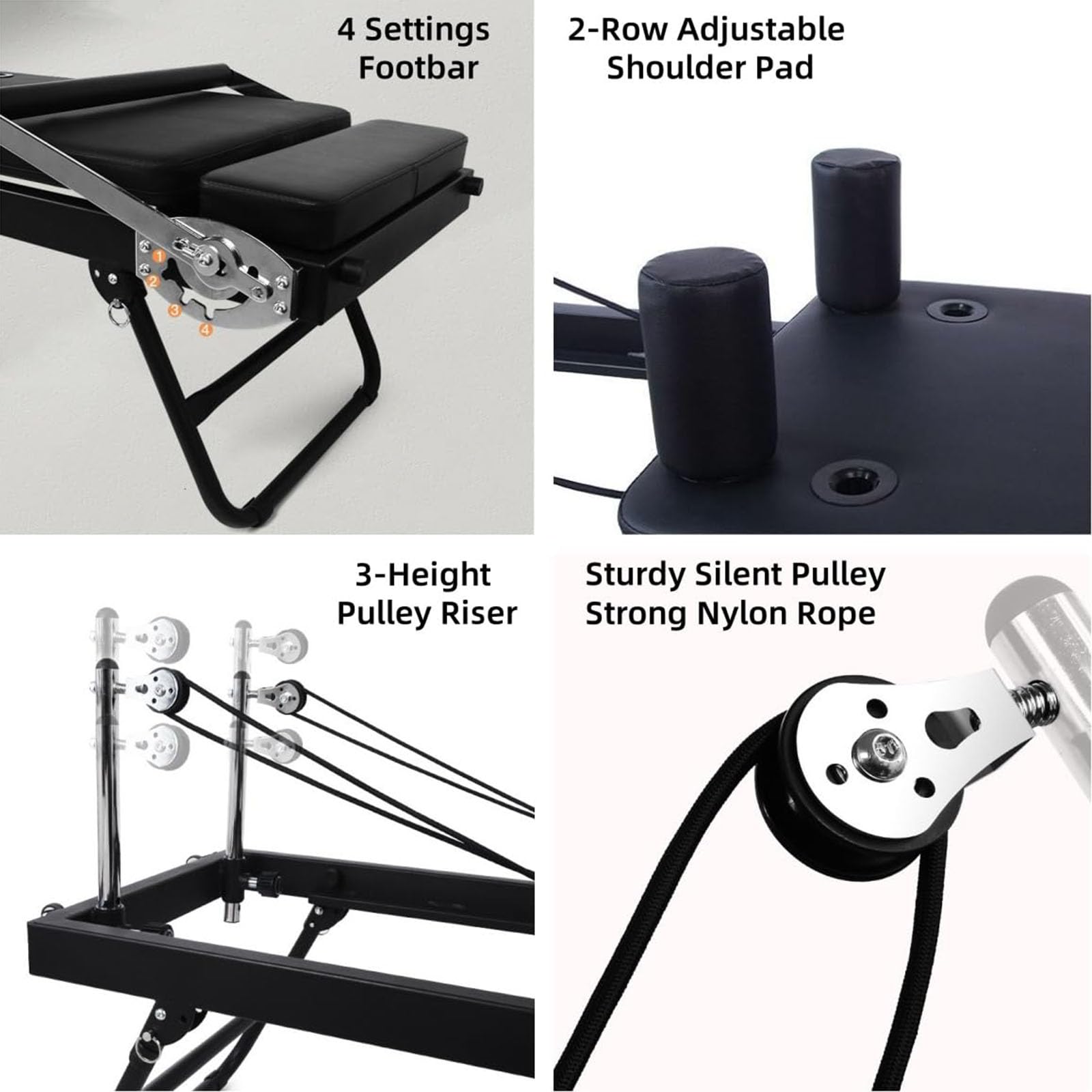 Pilates Reformer Maschine für Heim-Fitnessstudio, faltbare Core Workout Ausrüstung mit Dual Resistance Federn und Schnüre