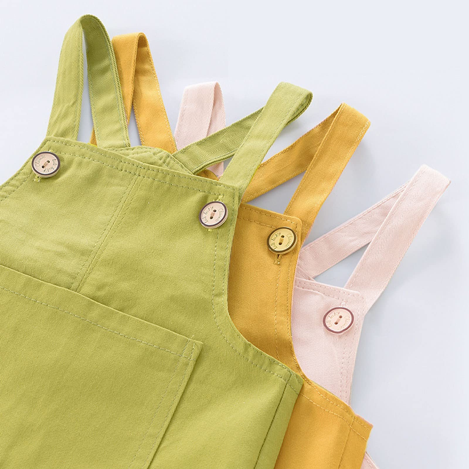 Combinaison sans manches en coton pour bébé fille - Couleur unie - Sans manches - Printemps - Été - Pantalon porte-jarretelles doux - Salopette décontractée avec poche avant - Taille 5 filles