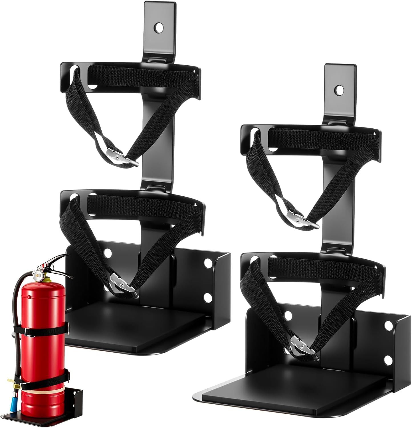 Zonon Fire Extinguisher Mount Heavy Duty Vehicle Bracket with Rubber Pad Compatible with 20lb ABC and 10lb or 15lb Co2 Fire Extinguisher Stand Holder for Home Garage School Boat Car Rv Truck