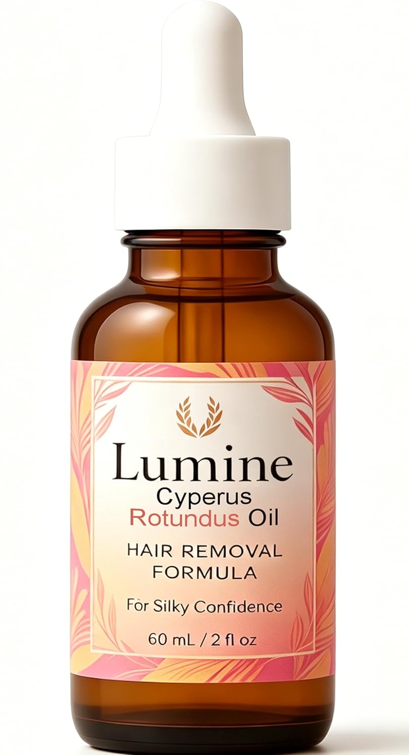 Lumine Organics Cyperus Rotundus Oil, Natural Cyperus Rotundus Oil for Hair Removal, Reduces Unwanted Hair Growth, Moisturizes & Soothes The Skin, Reducing Body Hair Growth, Shrink Pores.60ML(1pc)