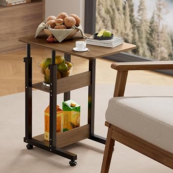 BTGGG Over Bed Table with Wheels, Height Adjustable, Hospital Bed Table