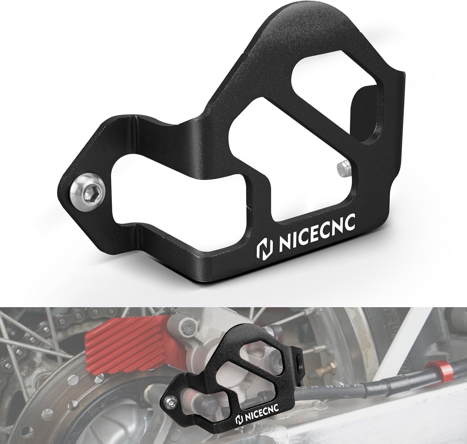 NICECNC Motorcycle Rear Caliper Guard Cover Protector Aluminum Compatible with Honda XR650L 1993 1994 1995 1996 1997 1998 1999 2000 2001 2002 2003-2024