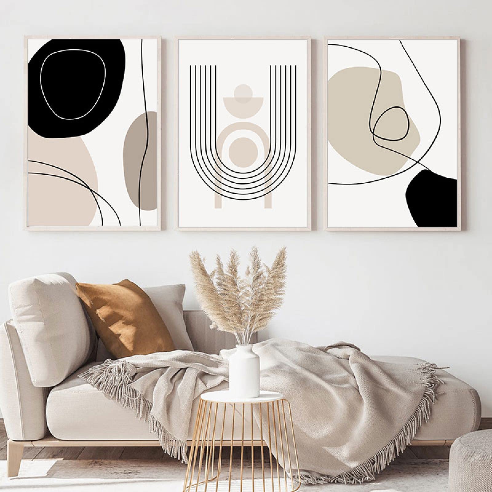 DAGCUXIN Lot de 3 peintures sur toile abstraites géométriques – Œuvre d'art moderne encadrée DAGCUXIN Lot de 3 peintures sur toile abstraites géométriques – Œuvre d'art moderne encadrée