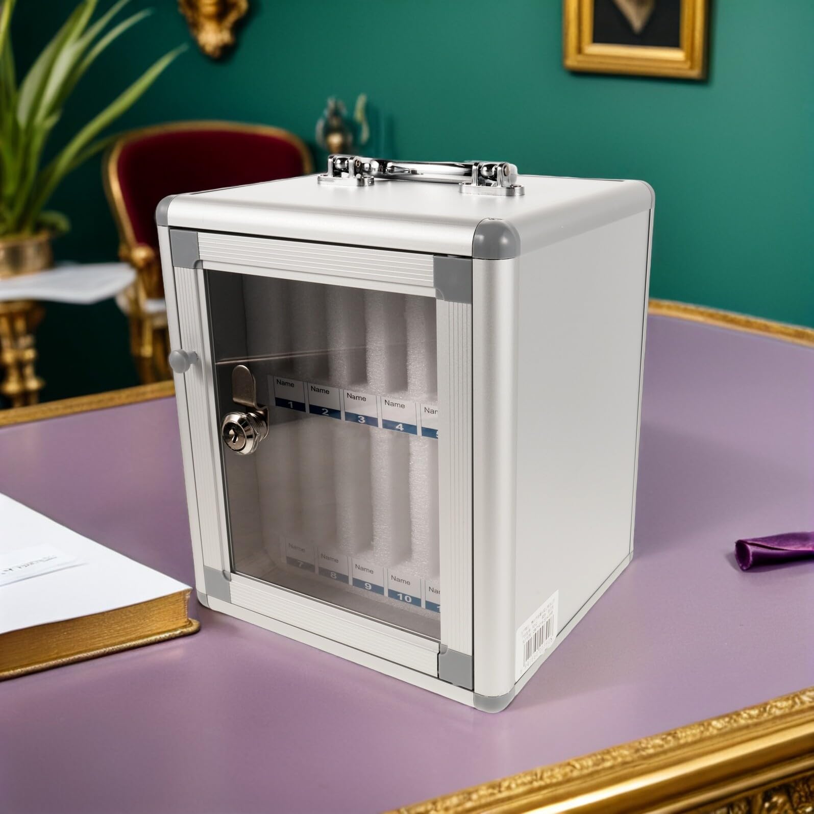 Alipis Coffret de Rangement Verrouillable pour Téléphones Portables 12 Cases en Alliage D’Aluminium Transparent avec Poignée Casier Sécurisé pour Salle de Classe et Bureau Boîte à