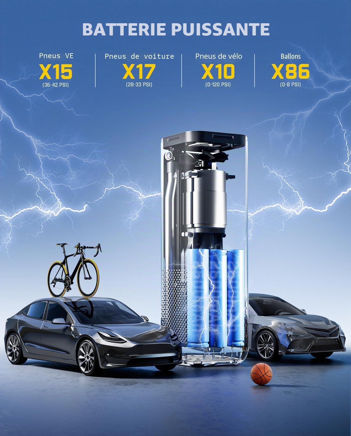 Fanttik X8 APEX EV Gonfleur de pneu portable, gonflage 2 fois plus rapide, compresseur d'air sans fil 150PSI avec batterie puissante, gonfleur à main pour voitures électriques, voitures, motos, vélos