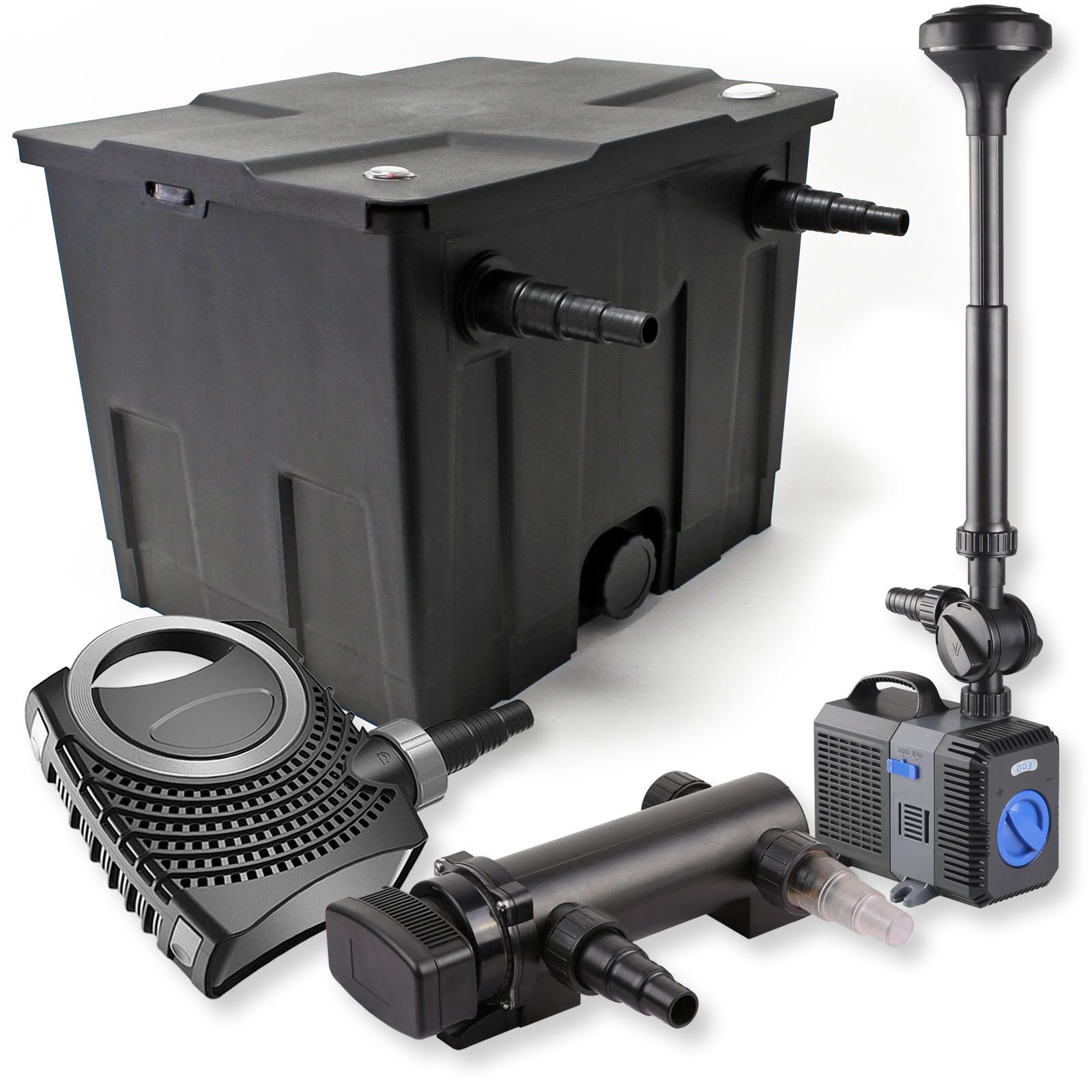 Juego para estanques 12000L purificador UVC 18W y bomba neo7000 SunSun para fuentes