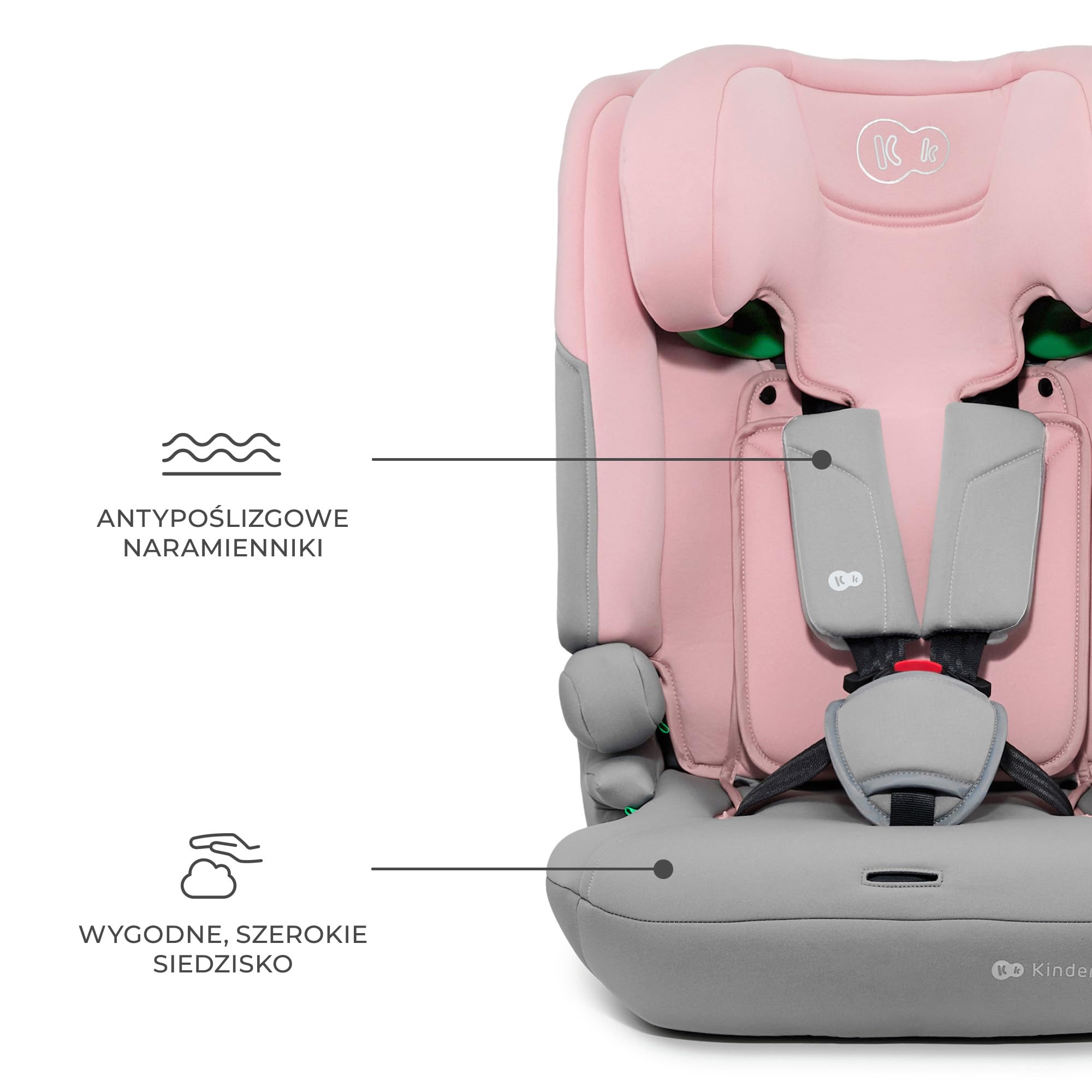 Kinderkraft I-COMFY fotelik samochodowy i-Size 76–150 cm, ISOFIX z nogą stabilizującą, bezpieczny i wygodny, regulowany zagłówek, ochrona boczna SPS, 5-stopniowy reclining, Pink
