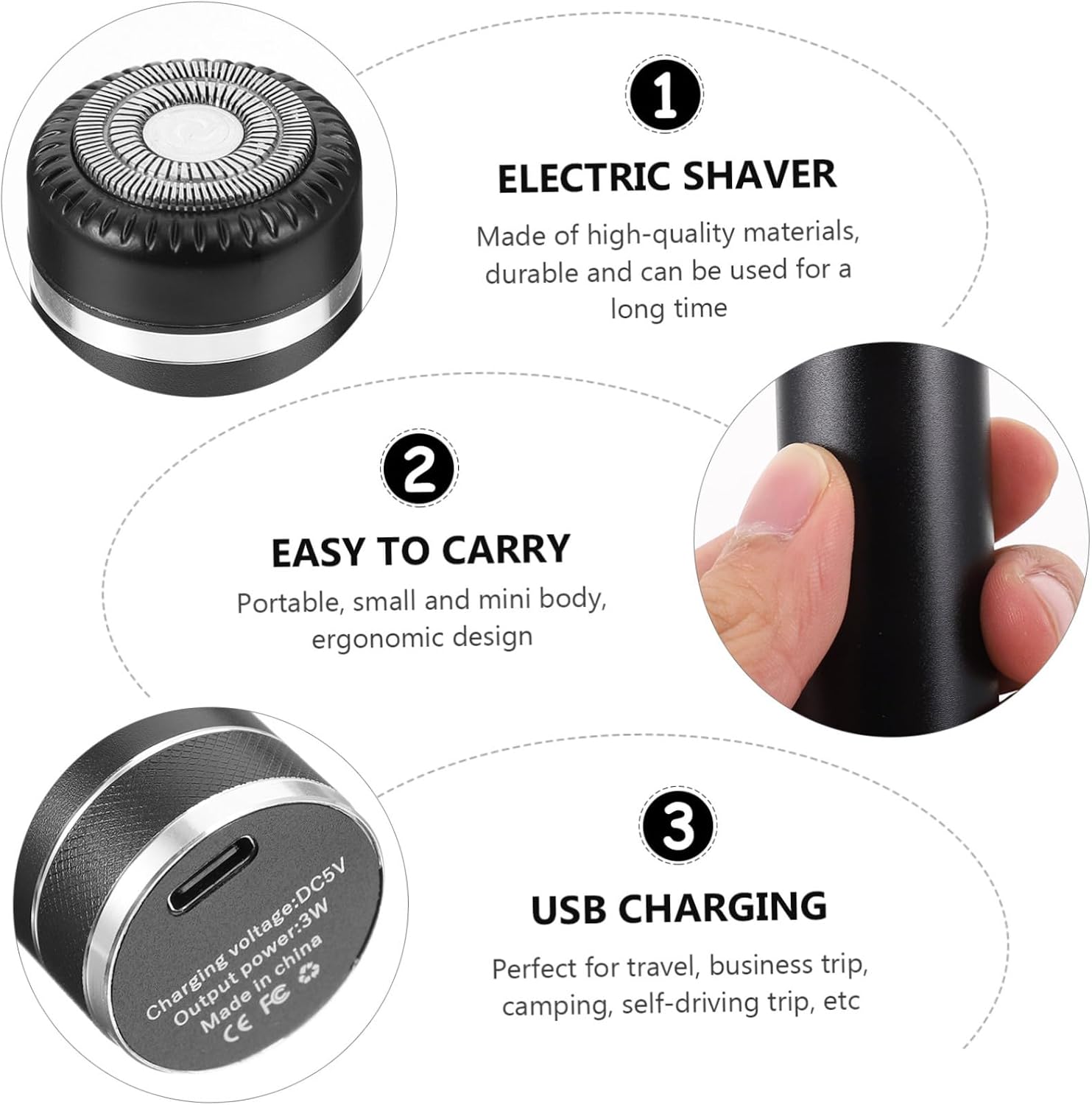 GALPADA Men Women Razor Electric Shaver USB Cable Frosted Texture Razor Portable Travel Toiletries