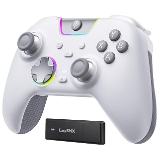 EasySMX X05 Pro Wireless PC Controller, Upgraded Mute Buttons,2-Stage Triggers,Hall Joysticks,1000Hz Polling, Ergonomic Grip, 1000mAh, 2.4G, Multi-Platform Controller for PC/Switch/Android/iOS, White - Amazon product rated Grade A