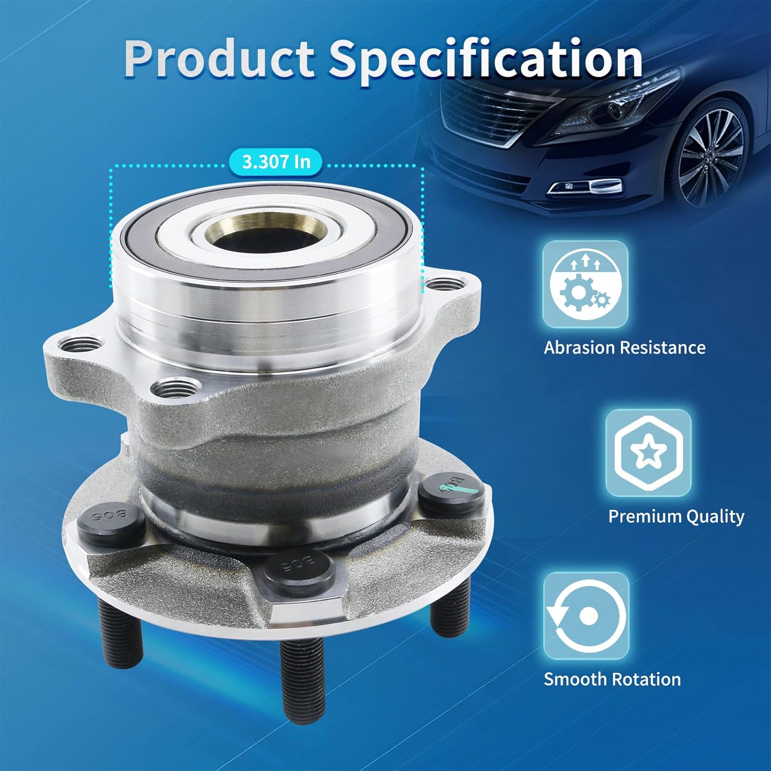 Rear Wheel Bearing and Hub Assembly New 512518 x2 Replacement for Subaru Crosstrek 2016-2020, Impreza 2012-2019, Forester 2014-2018, XV Crosstrek 2013-2015, with ABS & 5-Lug