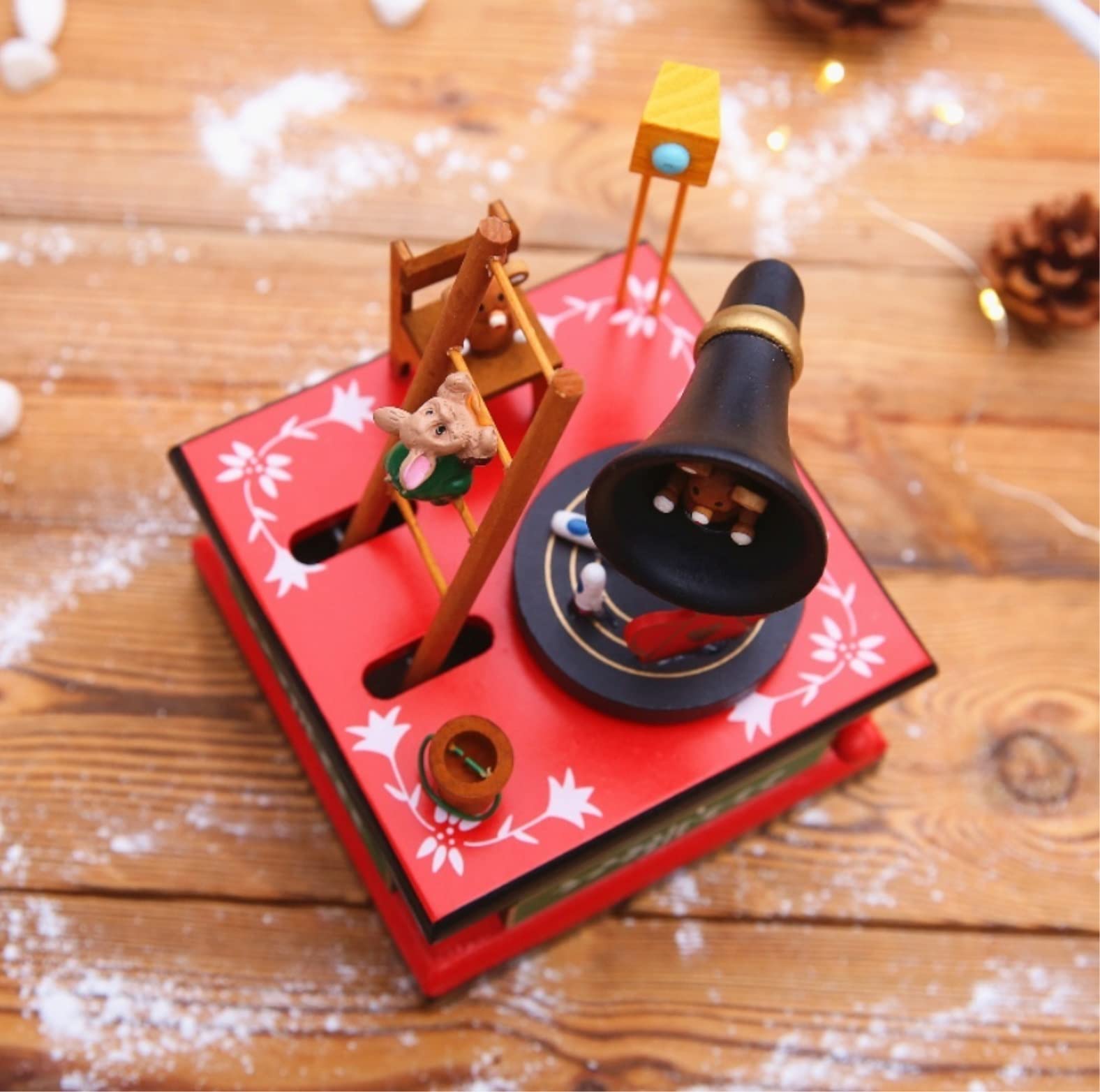Caja de música Caja De Musica Niña Caja De Música De Navidad De Madera, Viento Tradicional, Navidad Giratoria Musical para Decoración Caja Musical Personalizada(A)